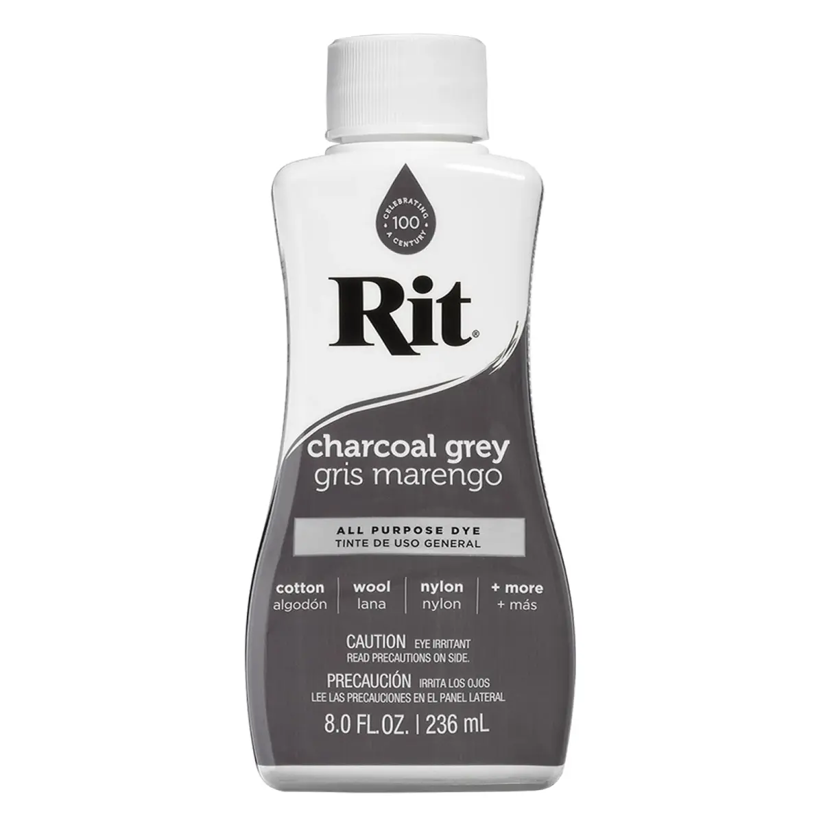 Rit Liquid Fabric Dye - Charcoal Grey (8 Fl Oz) for Cotton, Linen, Silk, Wool, Rayon, Nylon - main product image