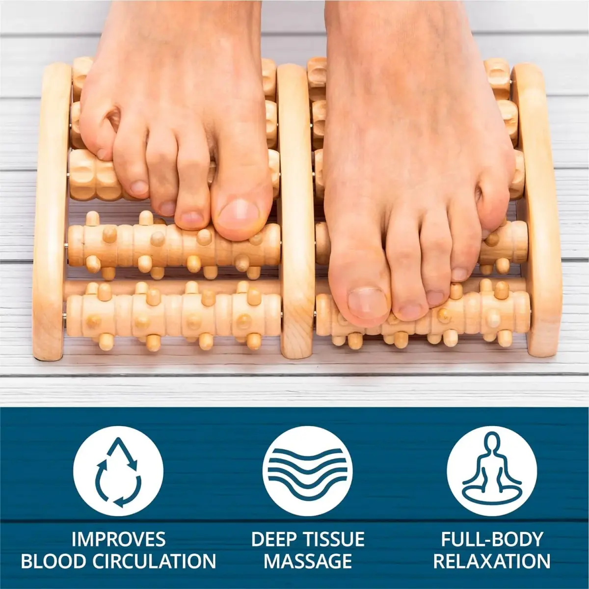 TheraFlow Wooden Foot Massager Roller with Reflexology Nubs | Deep Tissue & Plantar Fasciitis Relief - view 2