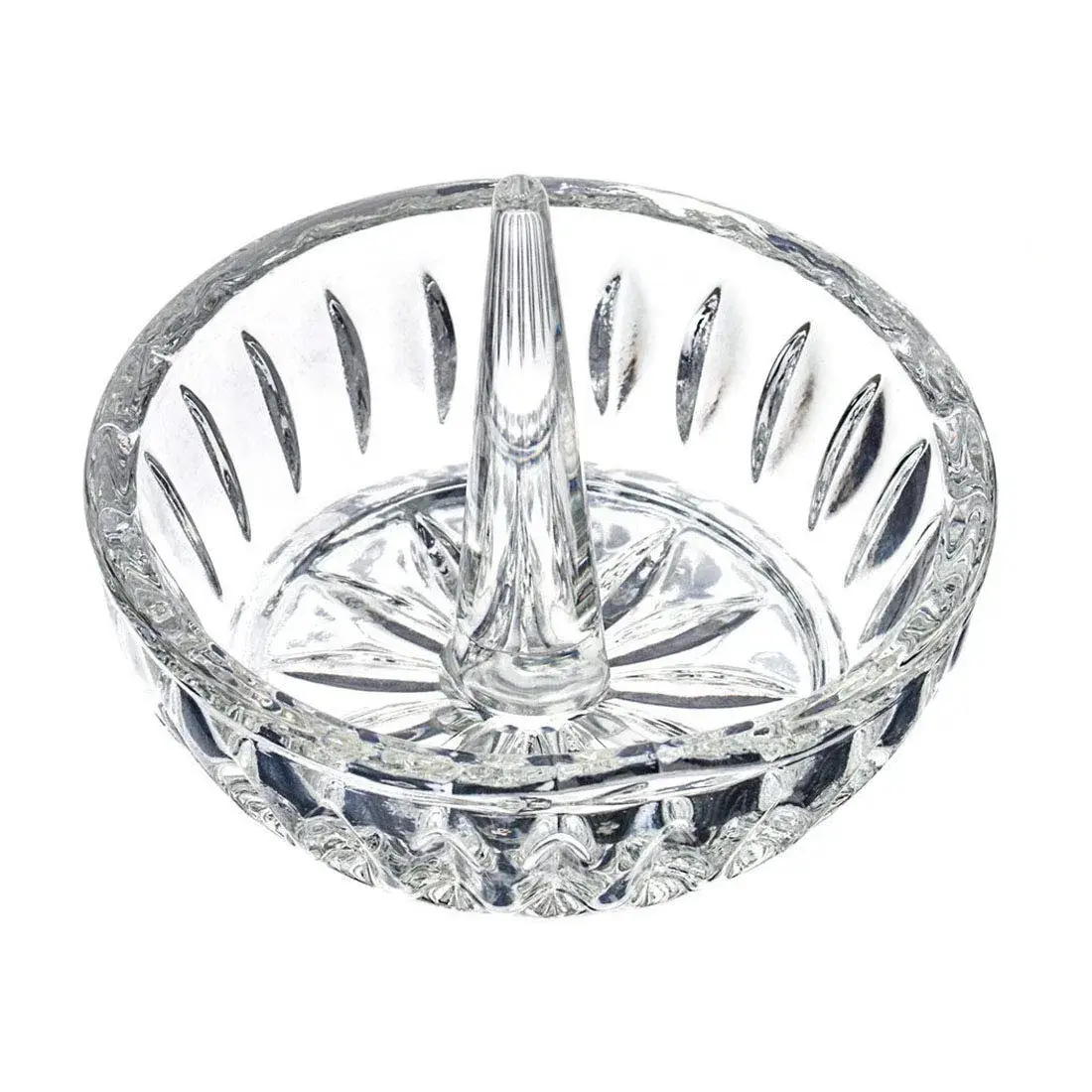 H&D HYALINE & DORA Crystal Ring Holder Dish 8 cm (3.1") | Elegant Clear Round Jewelry Organizer for Vanity - main product image