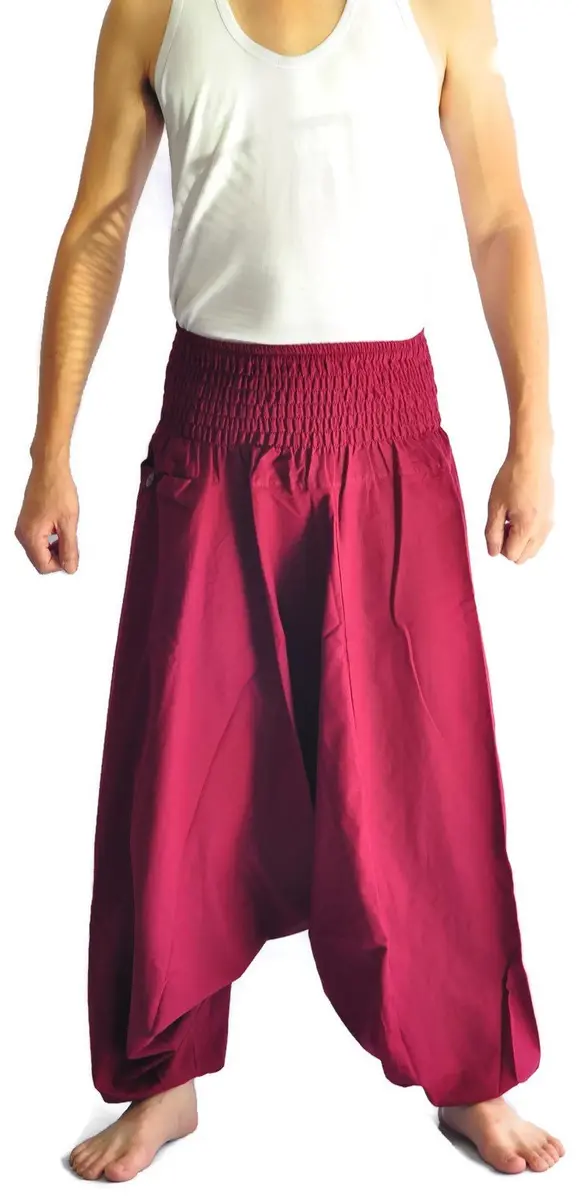 Siam Trendy Red Pant | Unisex Baggy Yoga Hippie Boho Aladdin Pants (One Size, Cotton) - main product image