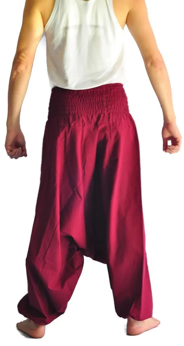 Siam Trendy Red Pant | Unisex Baggy Yoga Hippie Boho Aladdin Pants (One Size, Cotton) - view 2