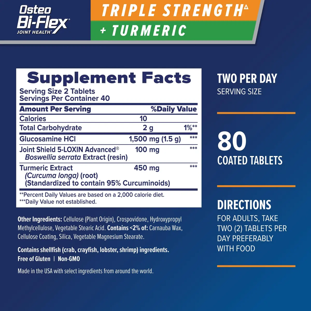 Osteo Bi-Flex Triple Strength Glucosamine Supplement with Turmeric 80 Count | Supports Joint Comfort & Mobility - view 2