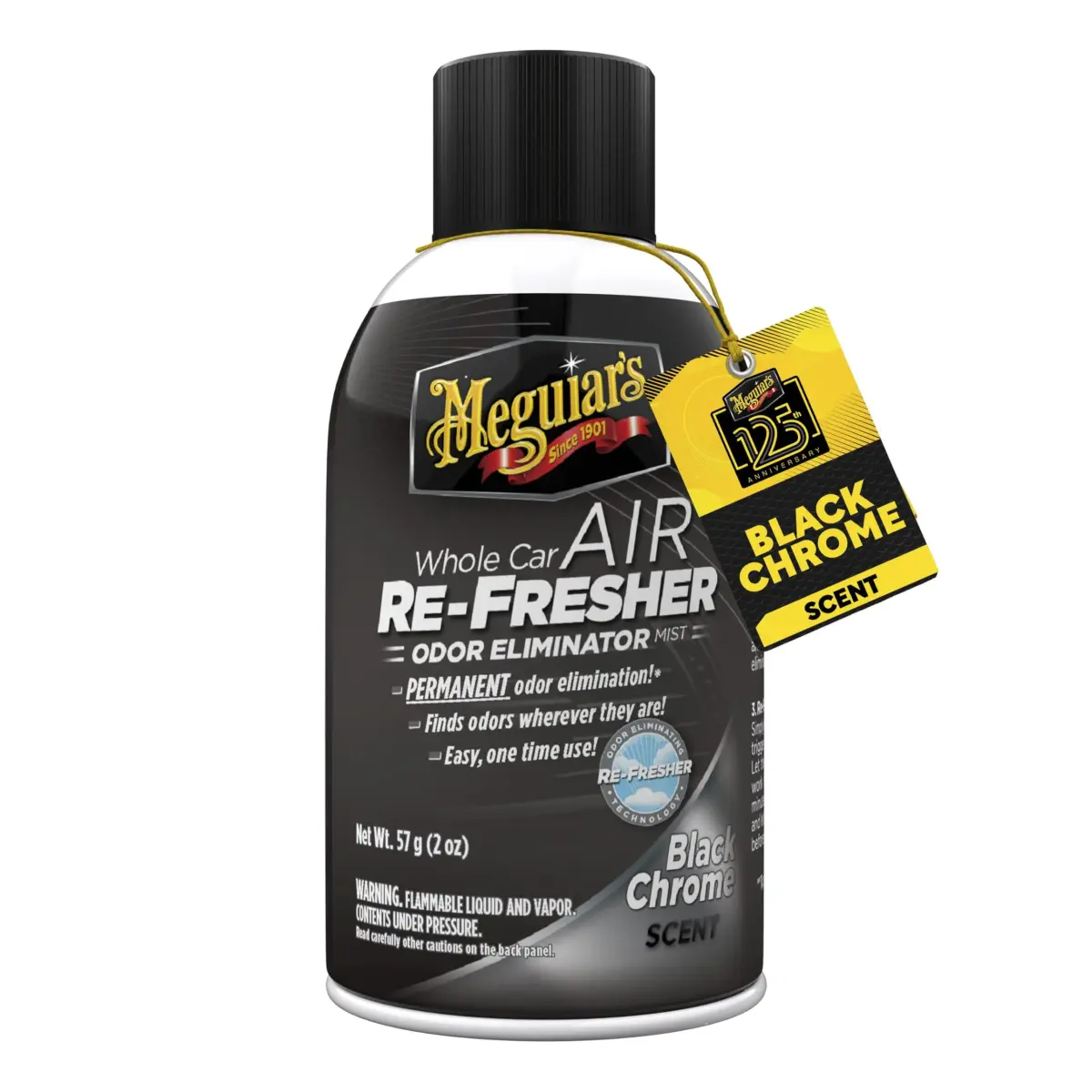 Meguiar's Whole Car Air Refresher Odor Eliminator Mist 2 Fl Oz (59 ml) | Eliminates Odors, Black Chrome Scent - main product image