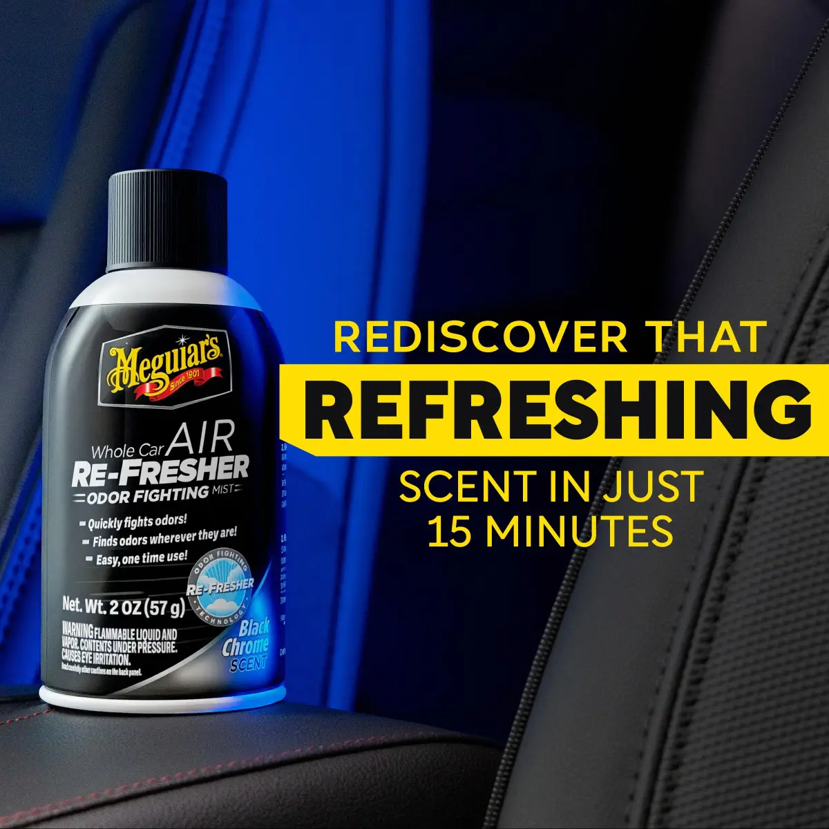 Meguiar's Whole Car Air Refresher Odor Eliminator Mist 2 Fl Oz (59 ml) | Eliminates Odors, Black Chrome Scent - view 5