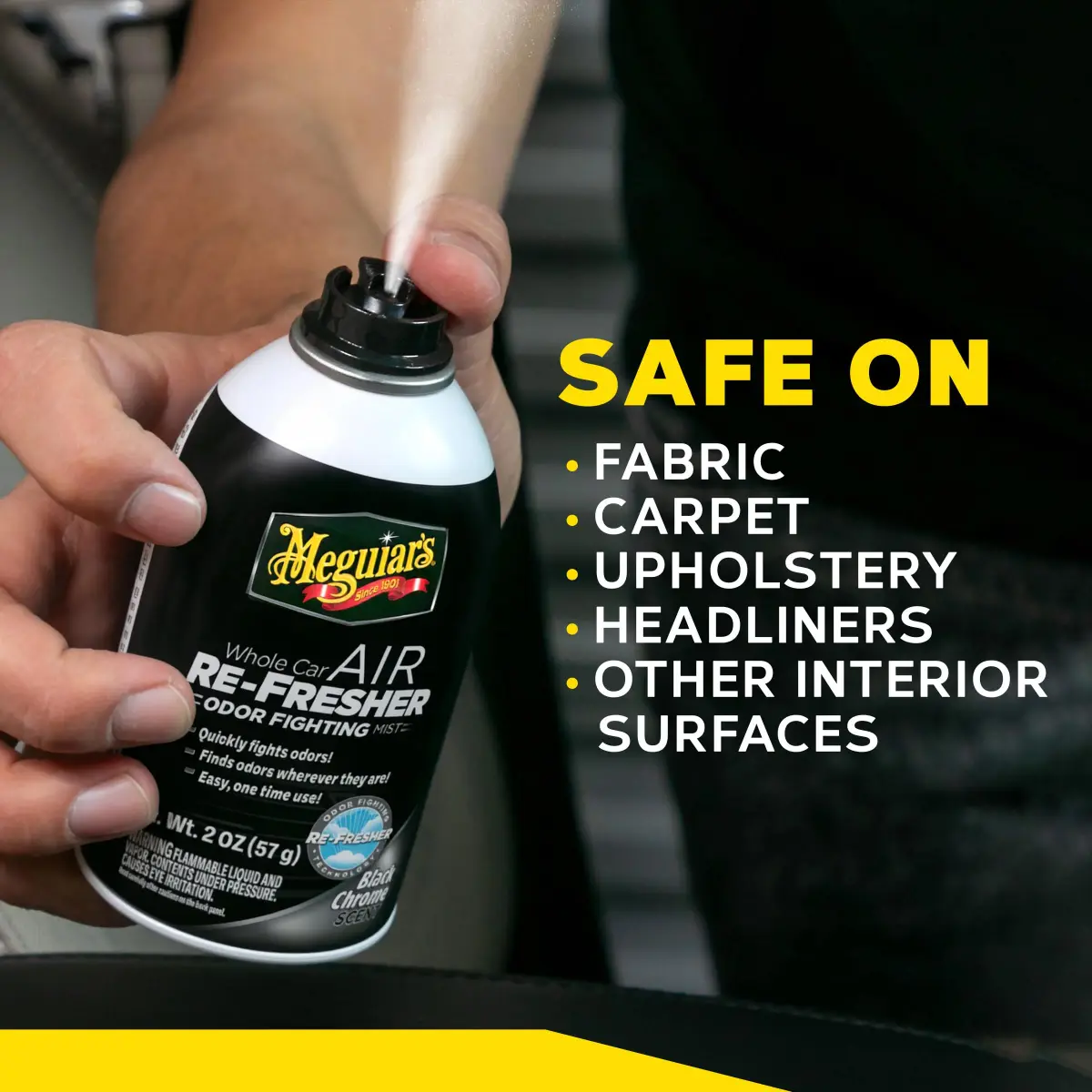 Meguiar's Whole Car Air Refresher Odor Eliminator Mist 2 Fl Oz (59 ml) | Eliminates Odors, Black Chrome Scent - view 7