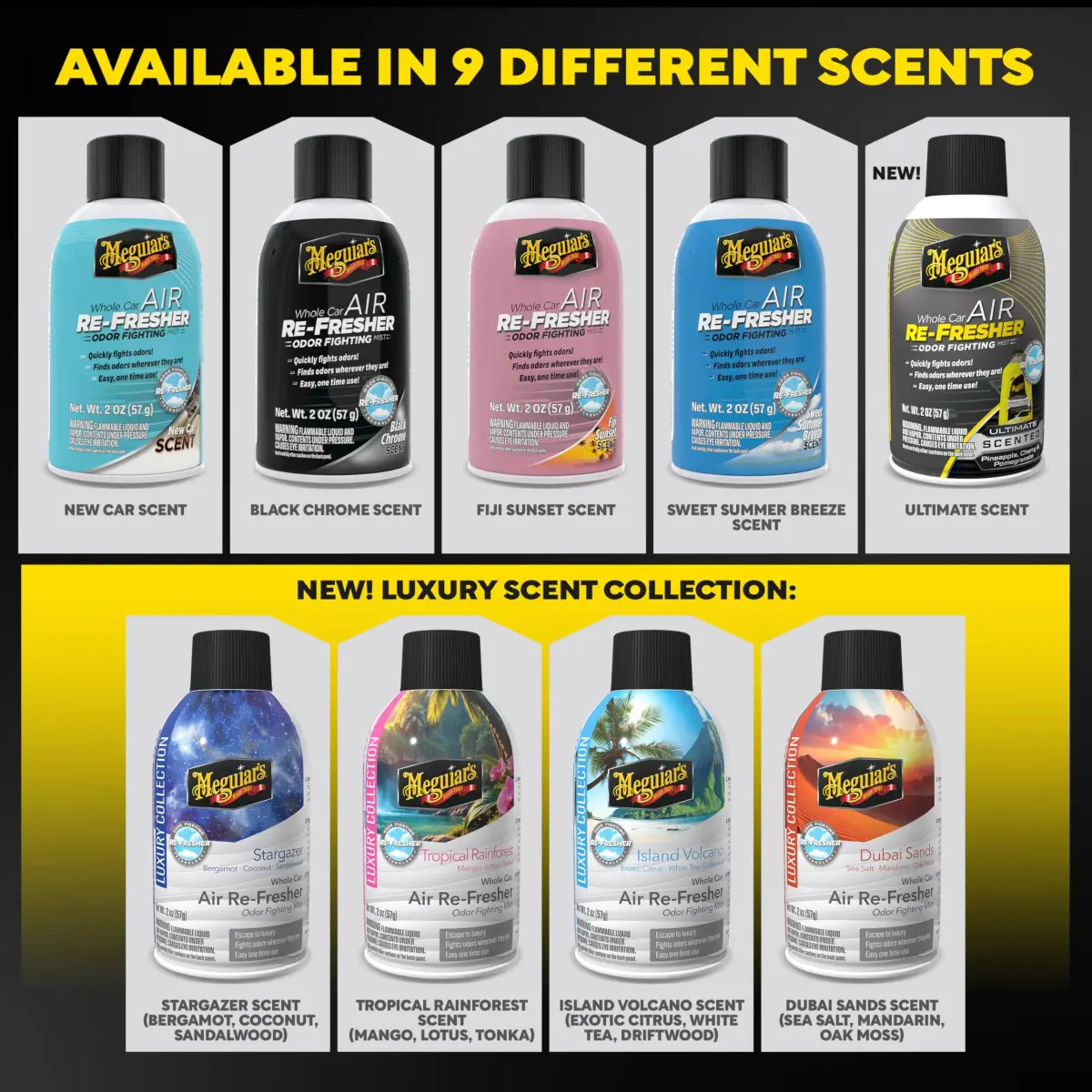 Meguiar's Whole Car Air Refresher Odor Eliminator Mist 2 Fl Oz (59 ml) | Eliminates Odors, Black Chrome Scent - view 8