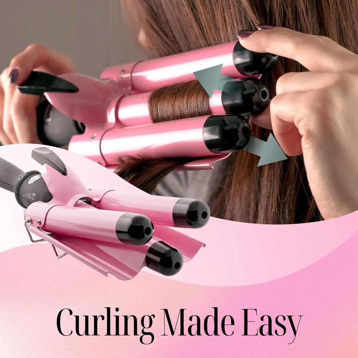 Alure Three Barrel Curling Iron Wand Hair Waver 1 Inch Ceramic Tourmaline Dual Voltage - view 4