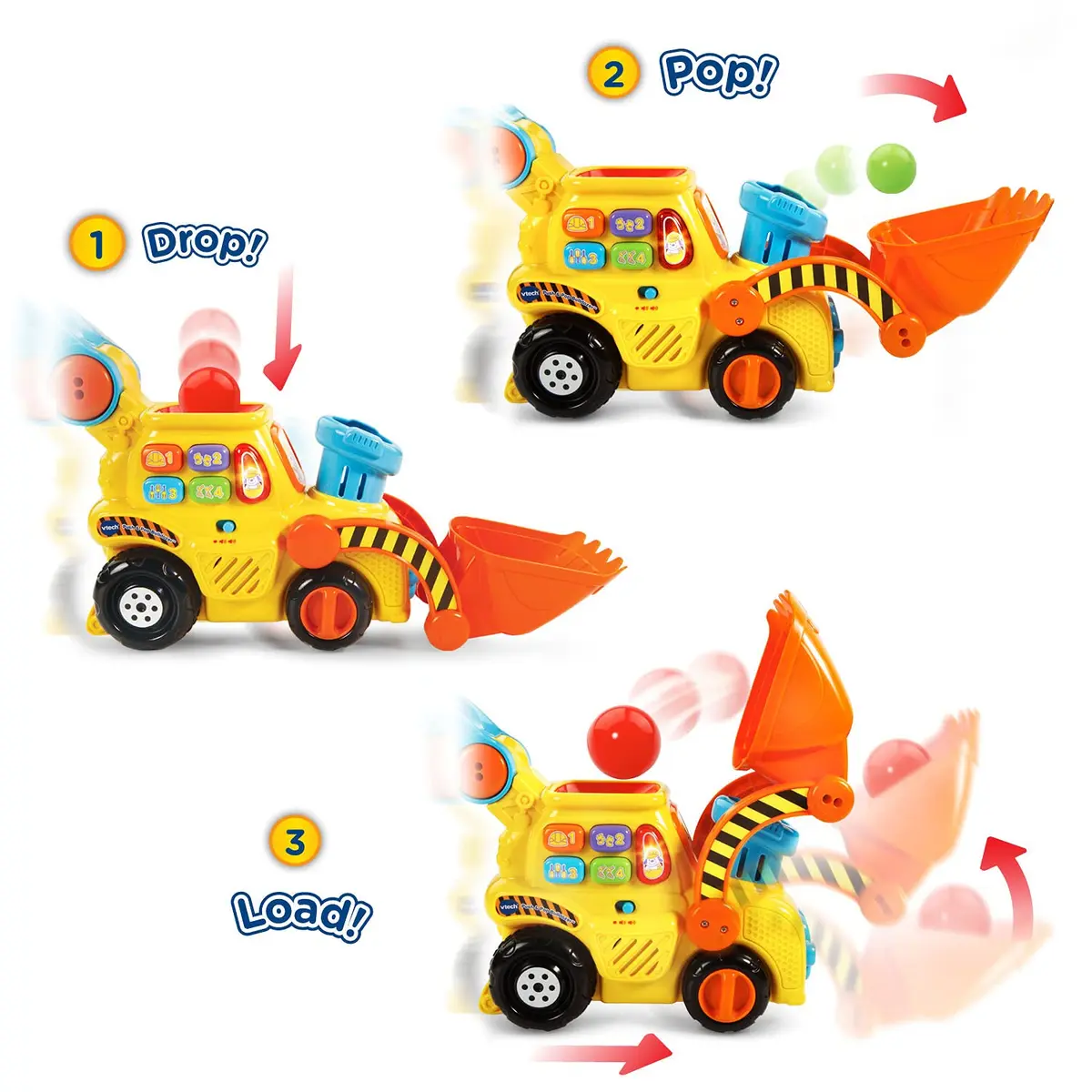 VTech Push & Pop Bulldozer | Motor Skills & Color Learning Toy for Toddlers - view 3