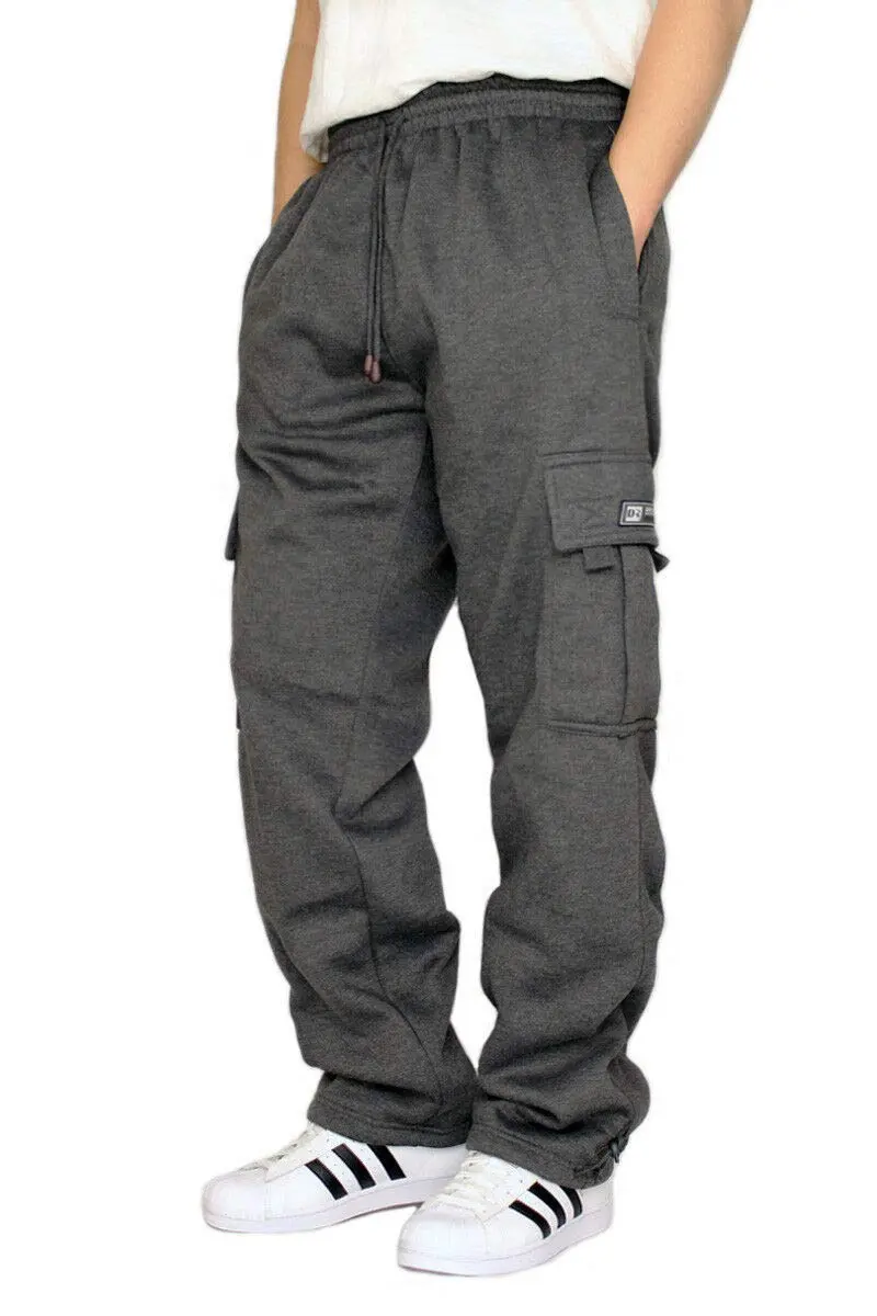 DREAM USA Heavyweight Fleece Cargo Sweatpants, Charcoal, 5X-Large | Heavy Duty Baggy Style for Big & Tall Men - main product image