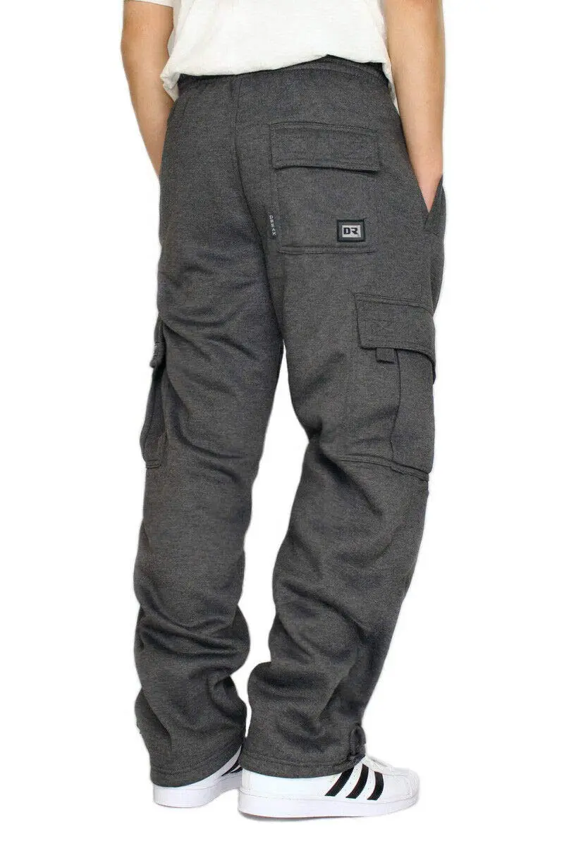 DREAM USA Heavyweight Fleece Cargo Sweatpants, Charcoal, 5X-Large | Heavy Duty Baggy Style for Big & Tall Men - view 2