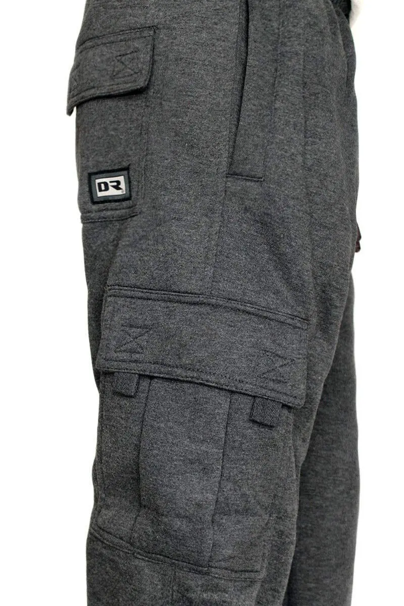 DREAM USA Heavyweight Fleece Cargo Sweatpants, Charcoal, 5X-Large | Heavy Duty Baggy Style for Big & Tall Men - view 3