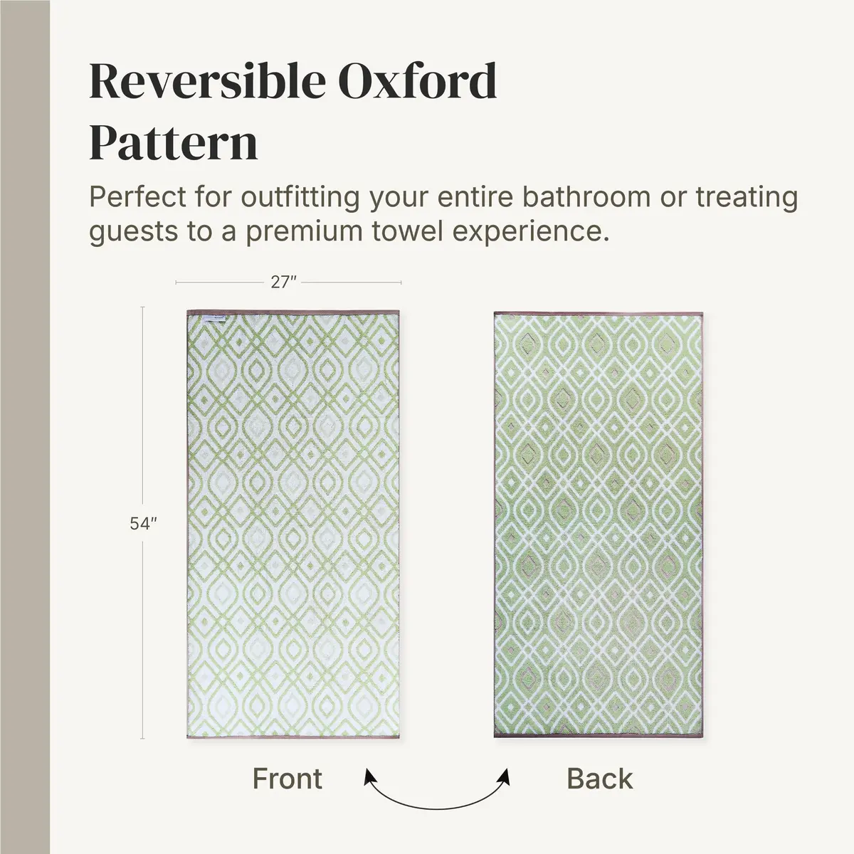Modern Threads 6 Piece Cotton Bath Towel Set – Reversible Diamond Pattern, 550 GSM, Sage Green - view 6