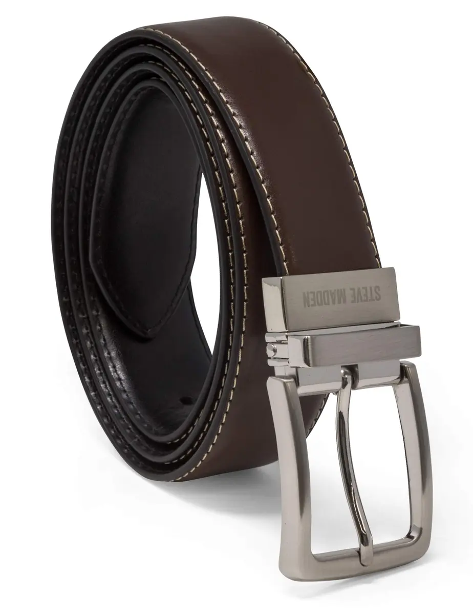 Steve Madden Reversible Men's Dress Casual Leather Belt, 32 | Versatile & Fashionable - main product image