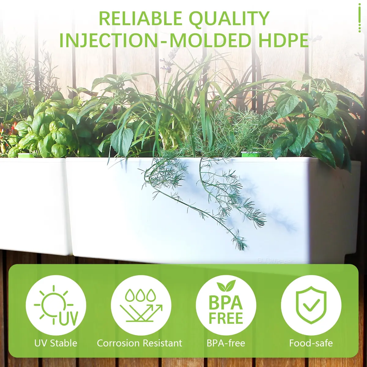 Glowpear Self Watering Planter Box - 23.6" | Scalable Wall Mount, Indoor Outdoor, White, UV Stable, BPA-Free, Modular - view 4