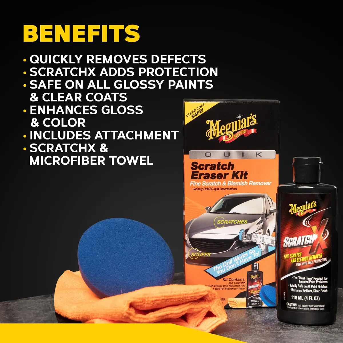 Meguiar's Quik Scratch Eraser Kit, Car Scratch Remover, 4 Piece Kit | Erase Light Scratches & Scuffs - view 8