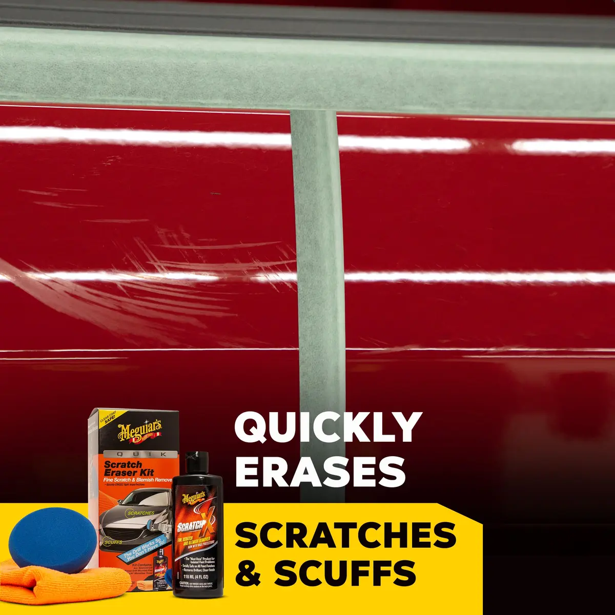 Meguiar's Quik Scratch Eraser Kit, Car Scratch Remover, 4 Piece Kit | Erase Light Scratches & Scuffs - view 2
