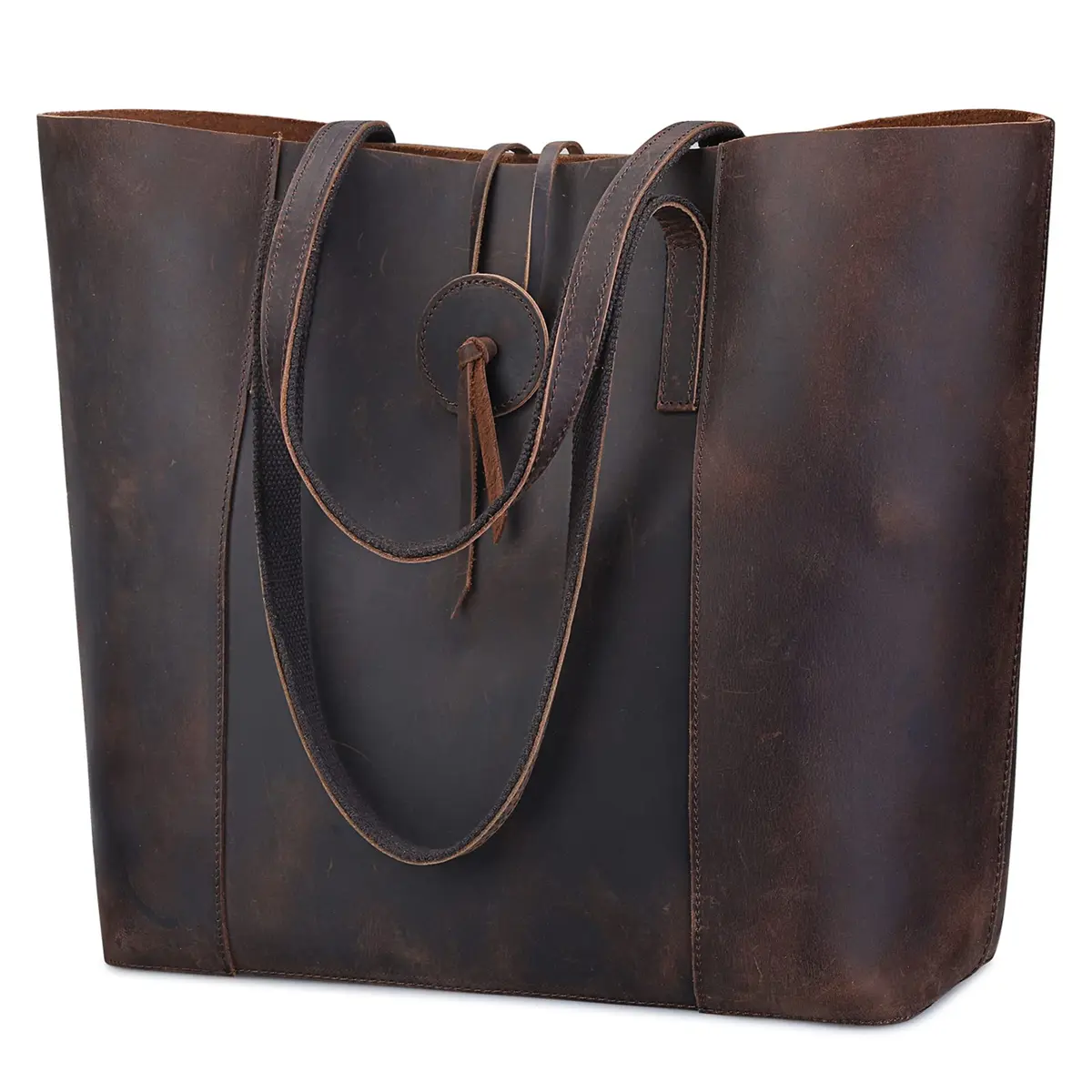 S-ZONE Vintage Crazy Horse Leather Tote Bag for Women Large Shoulder Purse | Retro & Durable - main product image