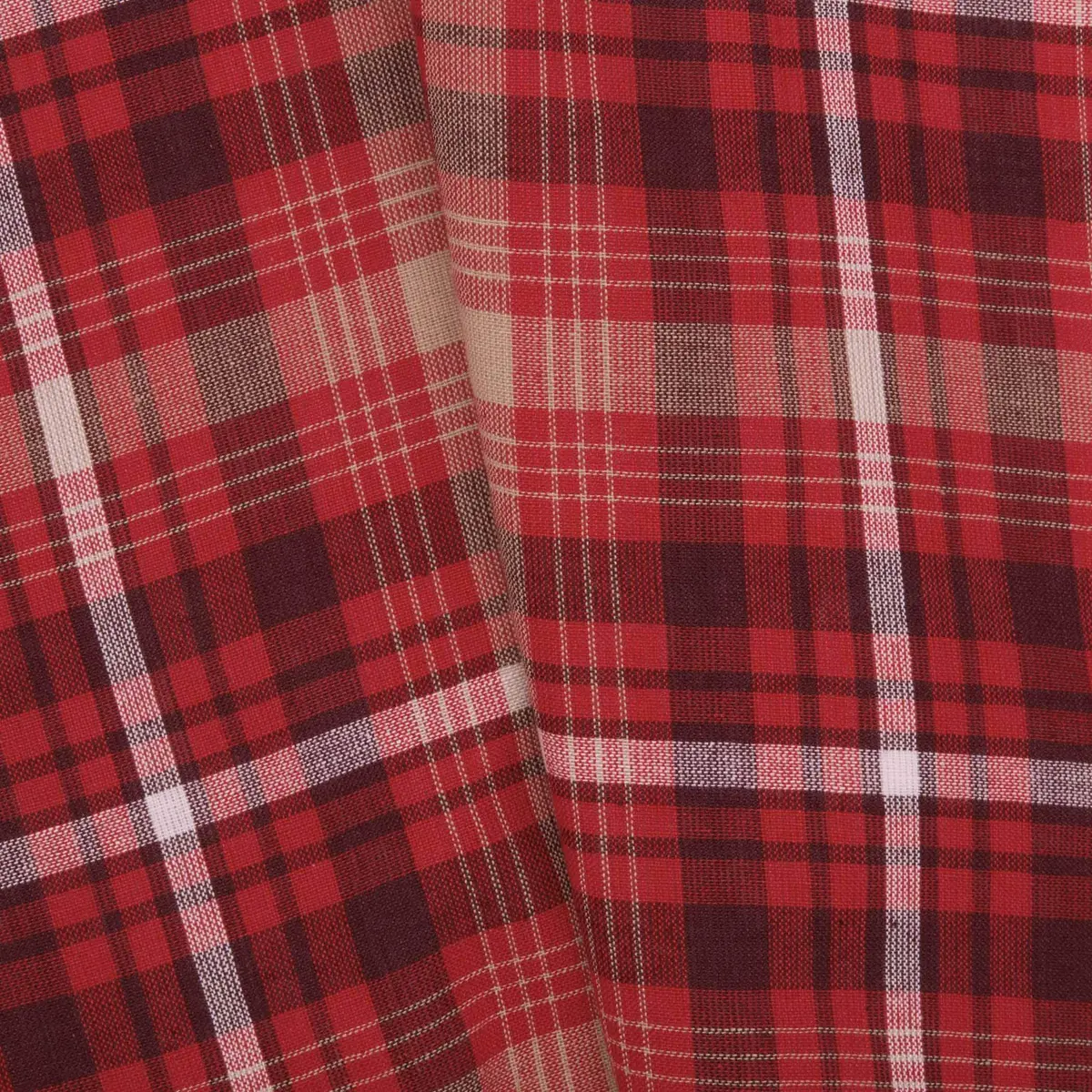 VHC Brands Rustic Red Plaid Braxton Scalloped Curtain for Kitchen & Dining Room Valance 16x60 | Americana Rustic Style - view 6