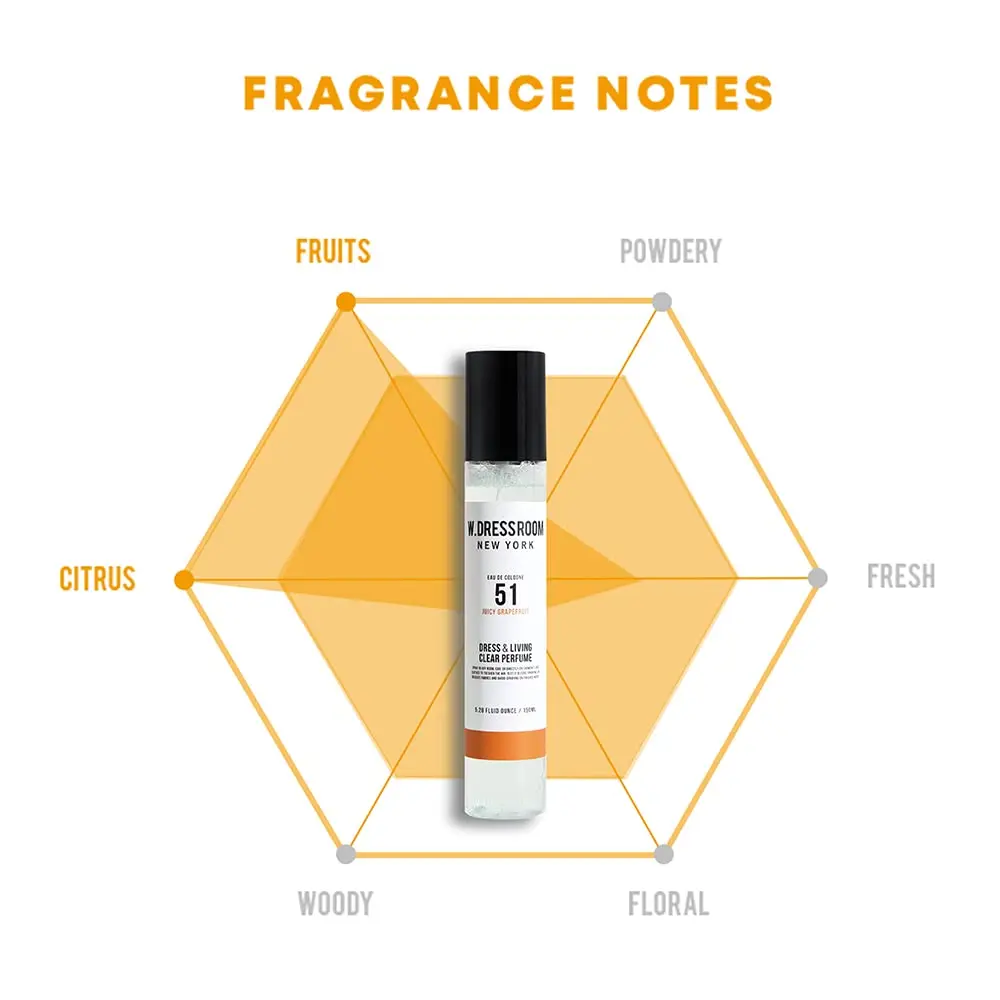 W.Dressroom No.51 Juicy Grapefruit & Living Clear Perfume 70ml | Alcohol-Free Fabric & Room Mist - view 2