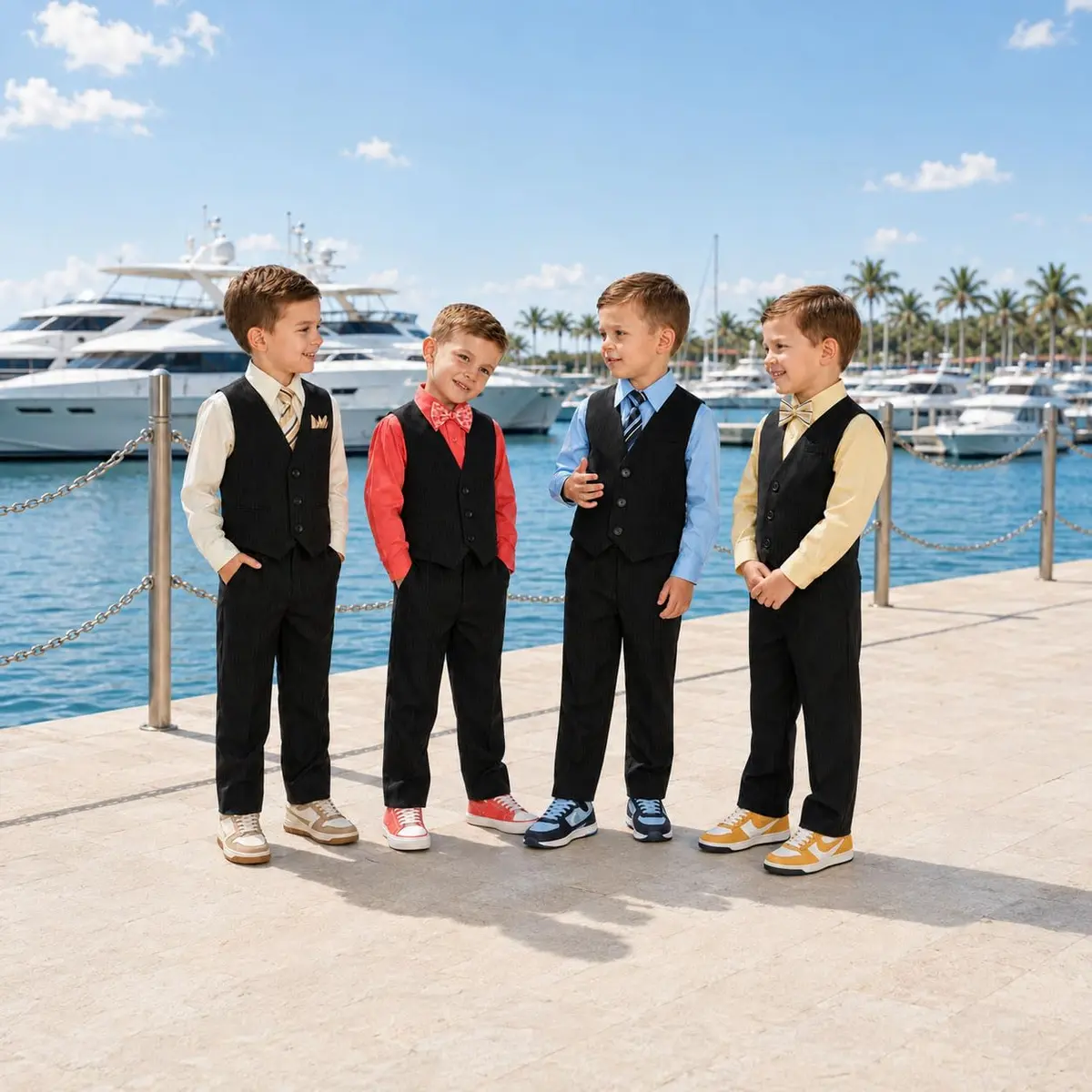 Johnnie Lene JL40 Pinstripe Boys Formal Dresswear Vest Set (14, Black/Lilac) | Complete 5-Piece Suit for Special Occasions - view 6