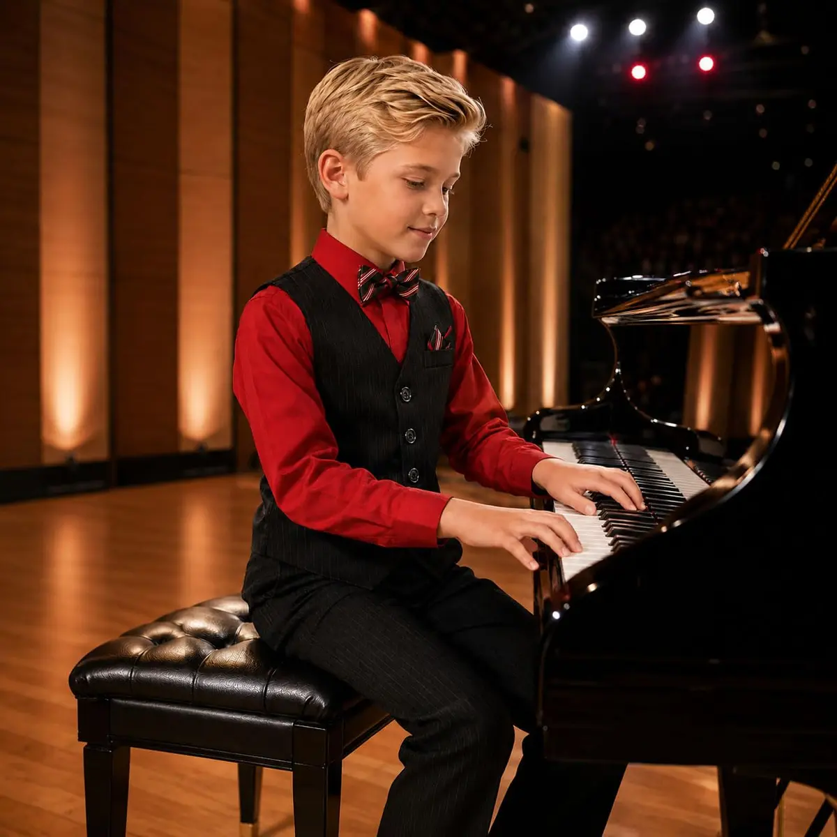 Johnnie Lene JL40 Pinstripe Boys Formal Dresswear Vest Set (14, Black/Lilac) | Complete 5-Piece Suit for Special Occasions - view 4
