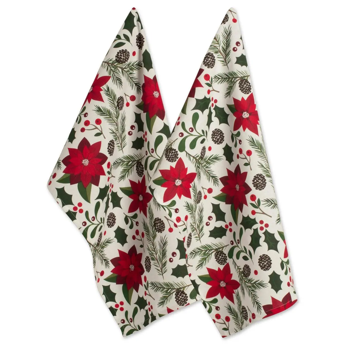 DII Christmas Kitchen Towel Set, Floral Tea Towels for Baking, Cleaning, Entertainment & Cooking, 18x28, Woodland Holiday, 2 Piece - main product image