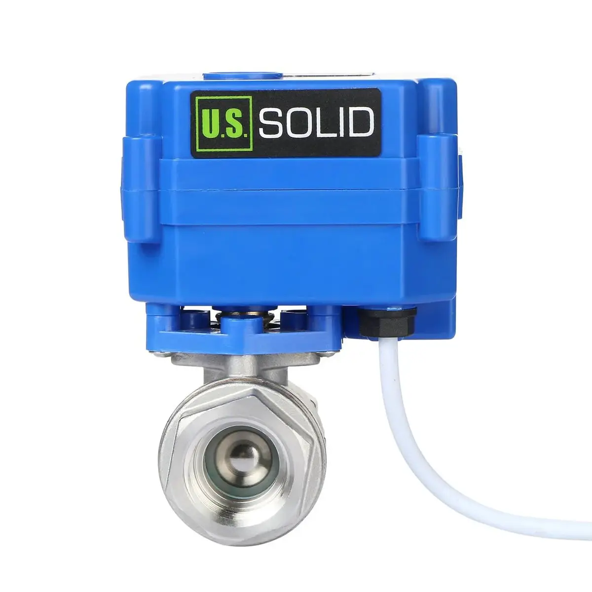 U.S. Solid Motorized Ball Valve 1/2" (15mm) NSF Certified 304SS Full Port, 9-24V AC/DC Auto Return - main product image