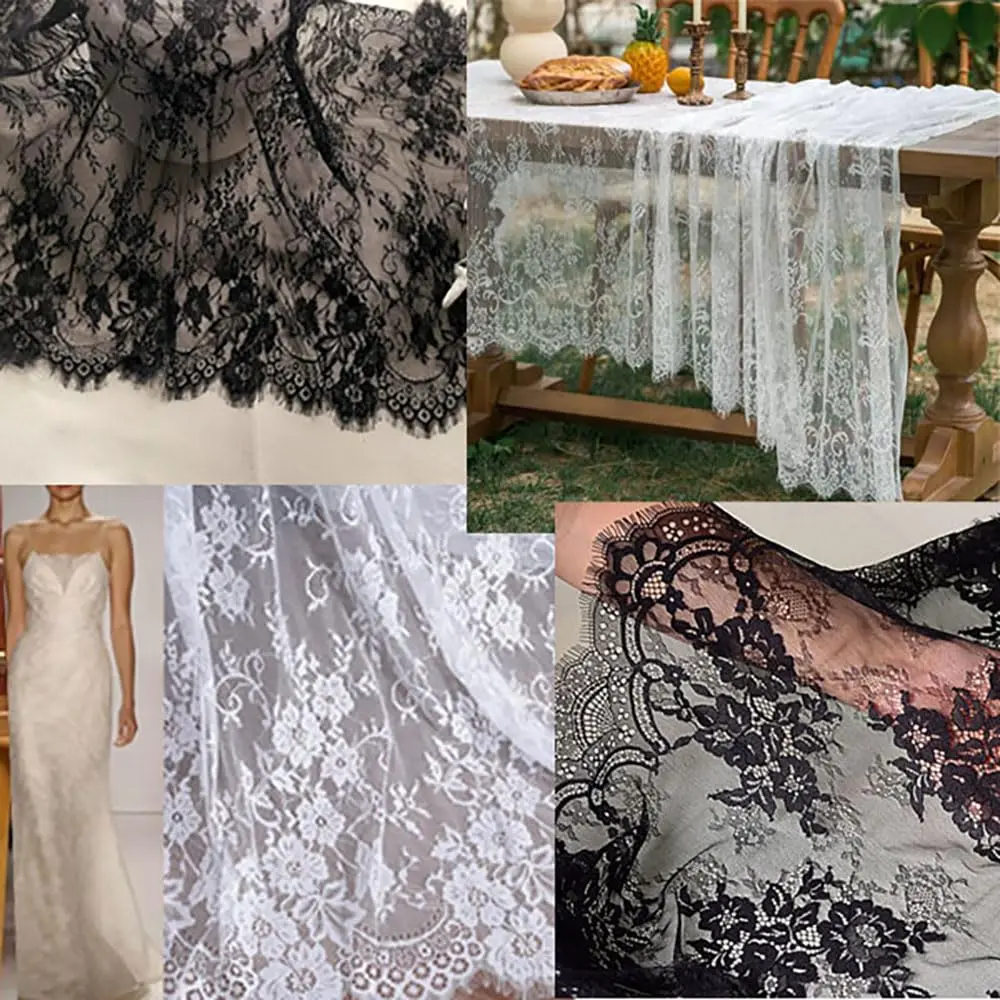 Zthread Floral Embroidered Lace Fabric 59" W | Perfect for Wedding & Home Decor - view 4
