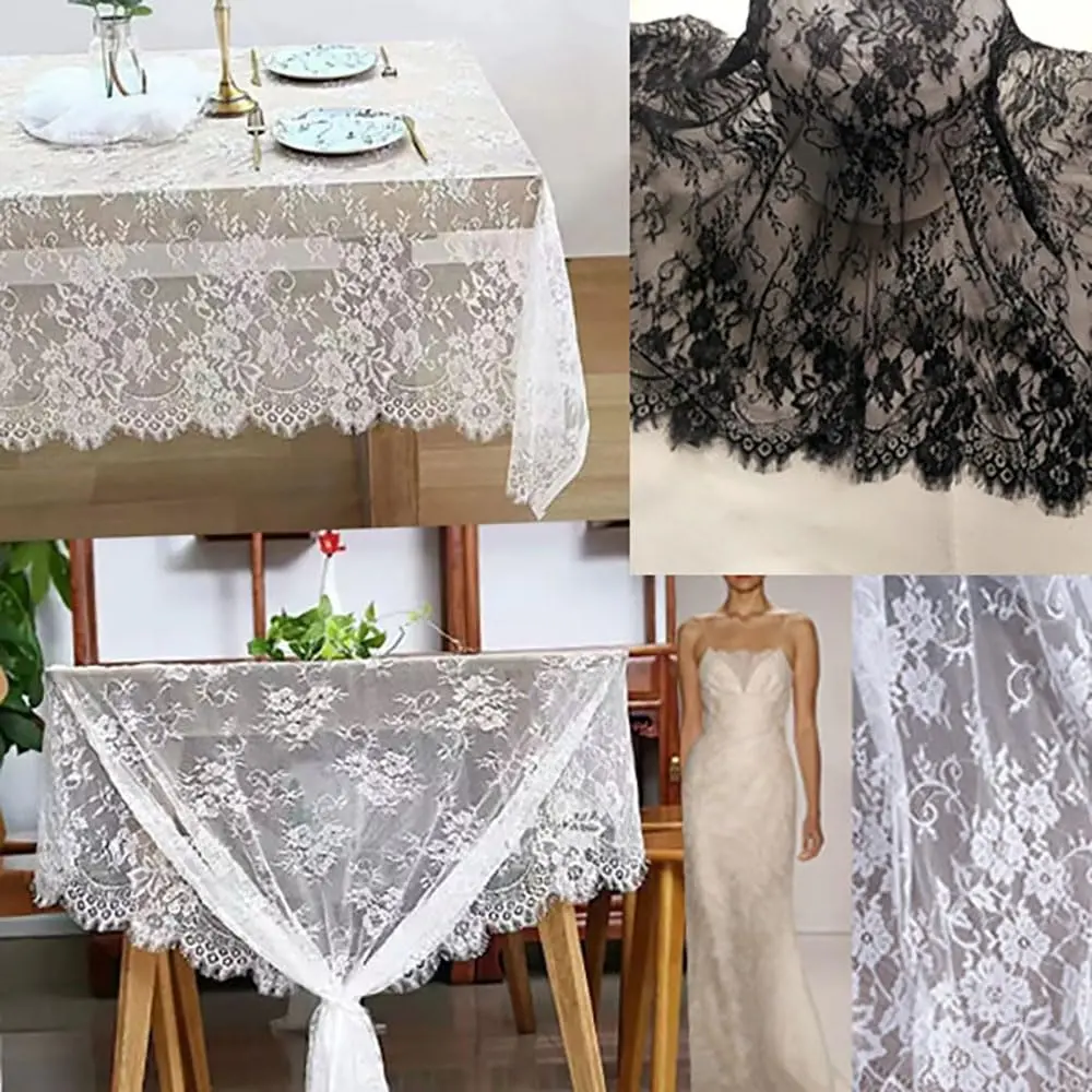 Zthread Floral Embroidered Lace Fabric 59" W | Perfect for Wedding & Home Decor - view 5