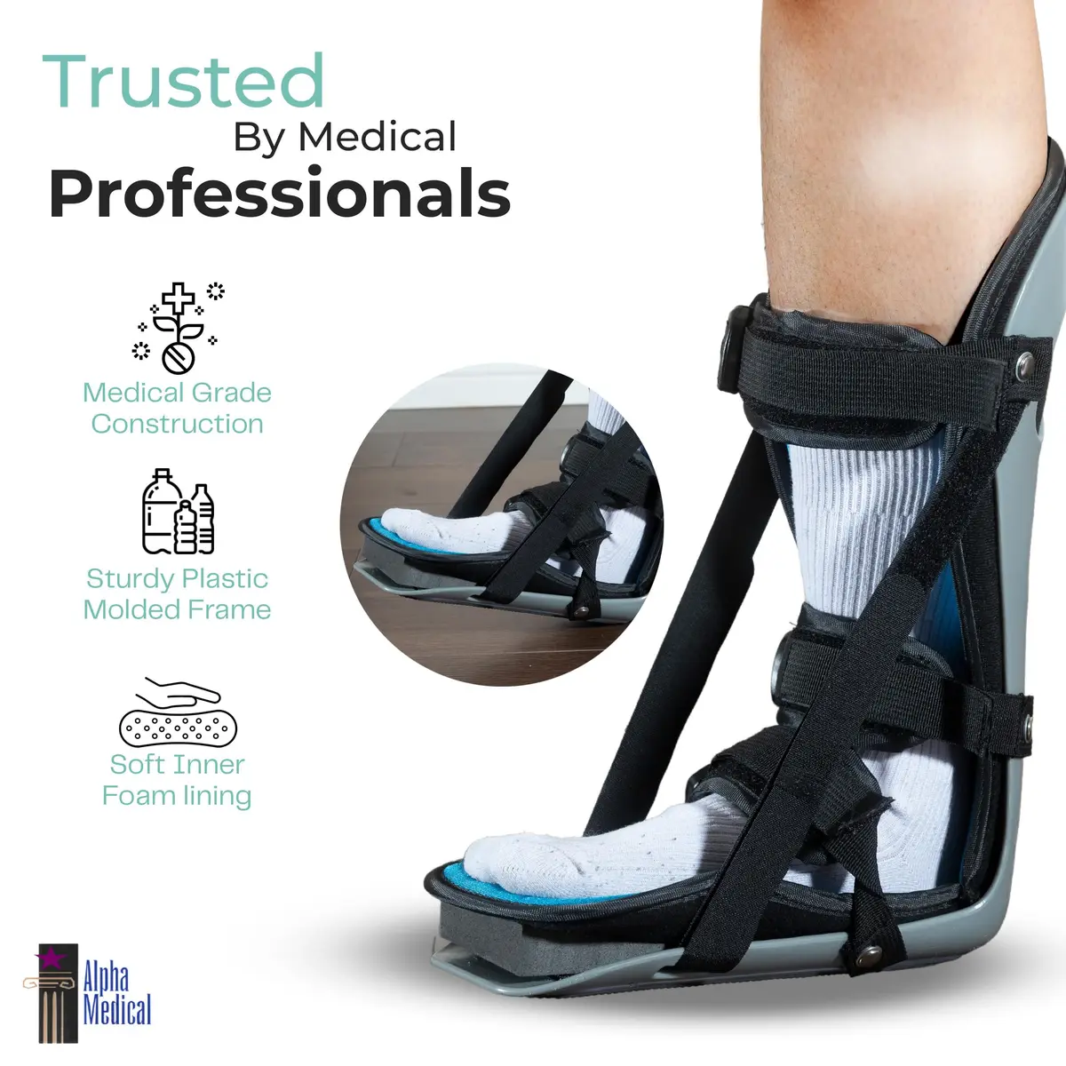 Alpha Medical Plantar Fasciitis Night Splint Small (10 inches L x 7 inches H x 14 inches W) | FDA Approved Foot Pain Brace - view 3