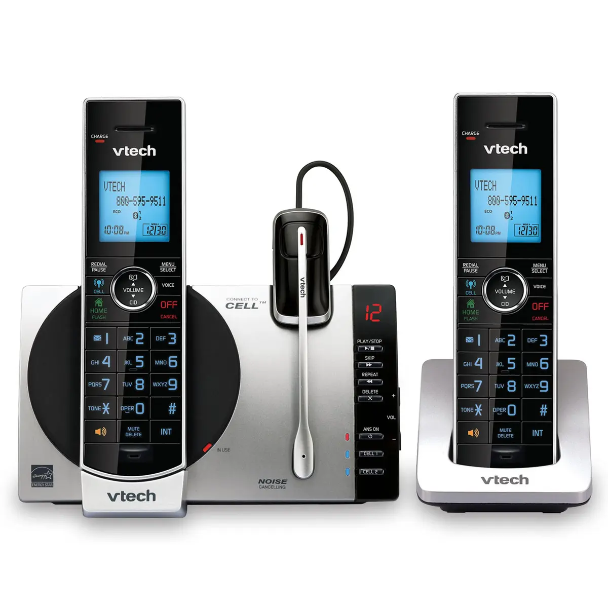 VTech DS6771-3 Connect to Cell Cordless Phone System with Answering Machine & Bluetooth Headset | 2 Handsets + 1 Headset - main product image