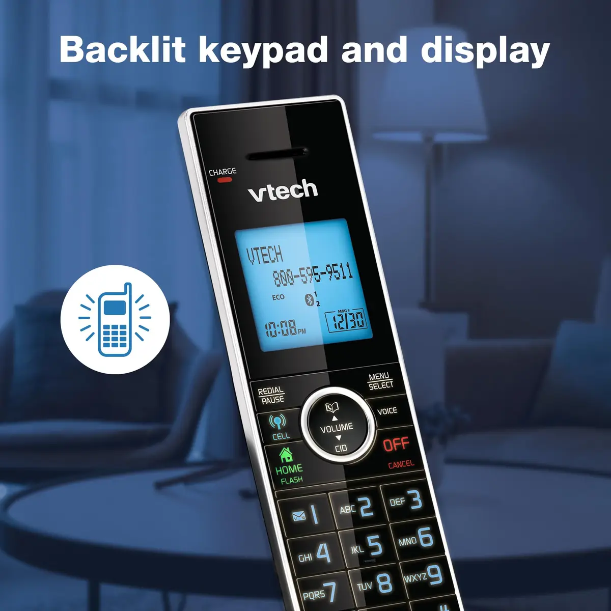 VTech DS6771-3 Connect to Cell Cordless Phone System with Answering Machine & Bluetooth Headset | 2 Handsets + 1 Headset - view 5