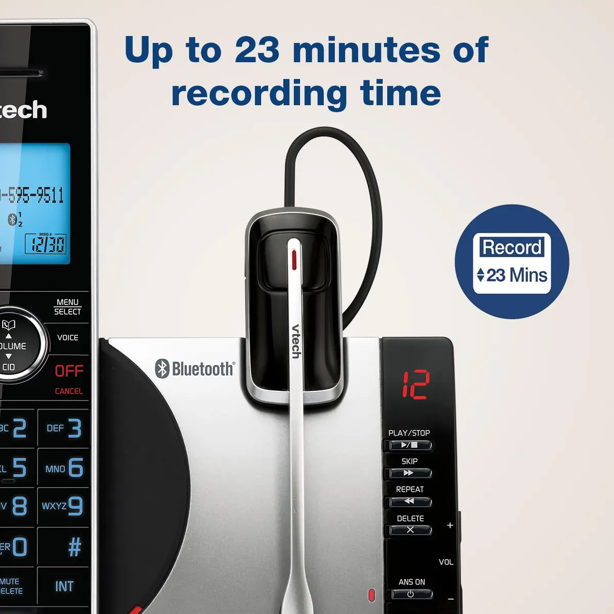 VTech DS6771-3 Connect to Cell Cordless Phone System with Answering Machine & Bluetooth Headset | 2 Handsets + 1 Headset - view 6