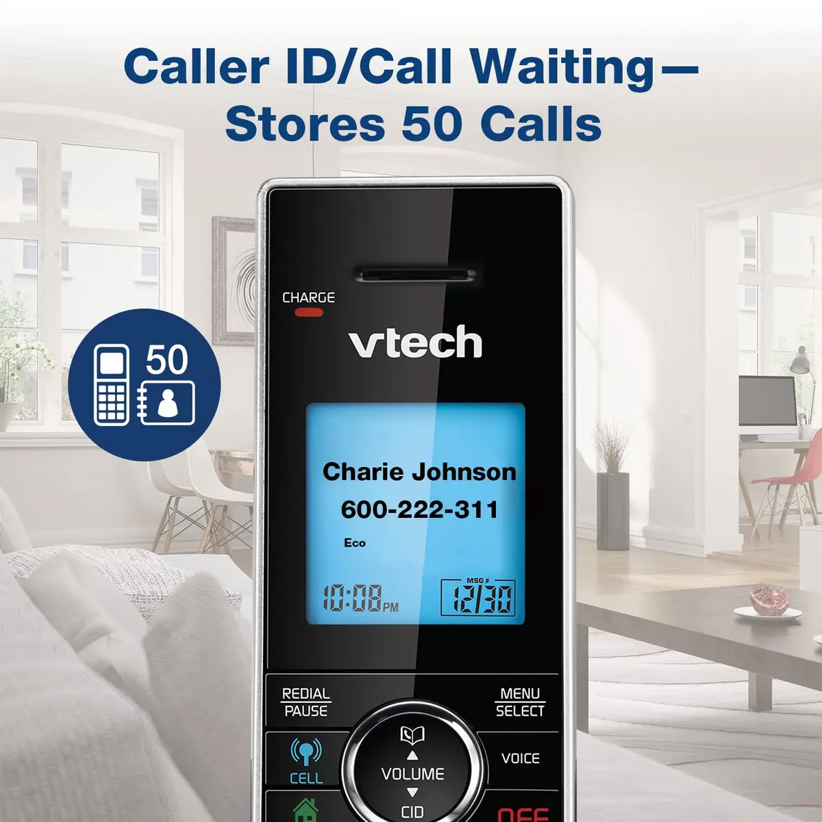 VTech DS6771-3 Connect to Cell Cordless Phone System with Answering Machine & Bluetooth Headset | 2 Handsets + 1 Headset - view 4