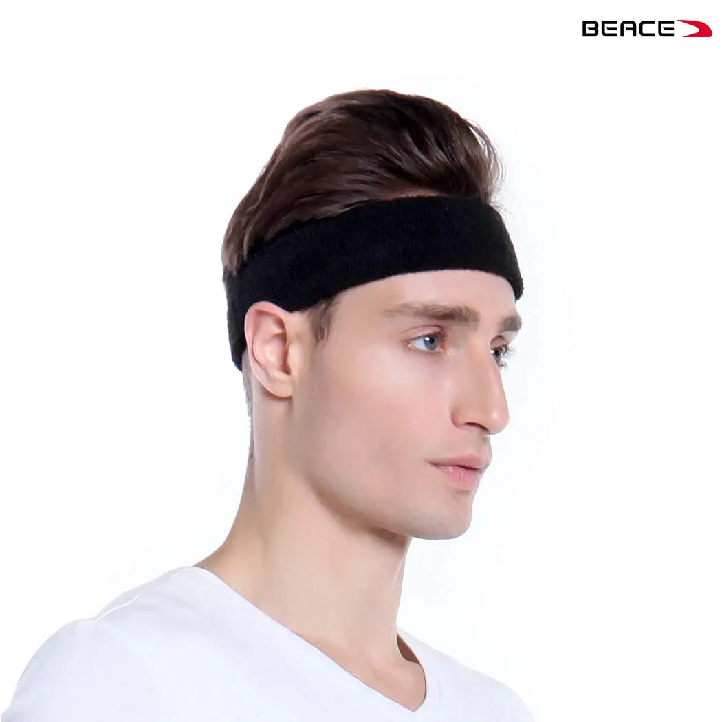 BEACE Sweatbands Sports Headband for Men & Women | Moisture Wicking Cotton Terry Cloth Headband (6PCS) - view 5