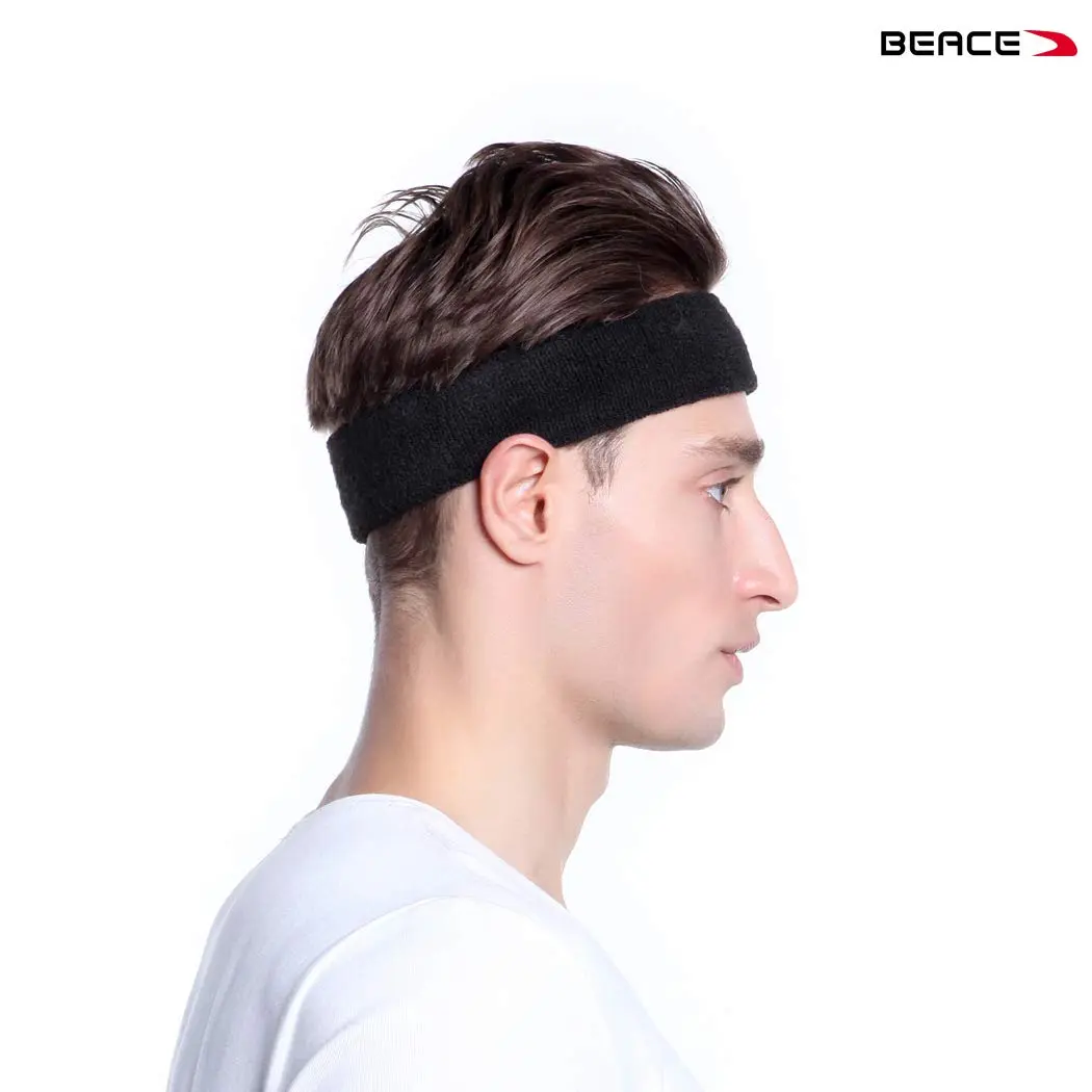 BEACE Sweatbands Sports Headband for Men & Women | Moisture Wicking Cotton Terry Cloth Headband (6PCS) - view 6