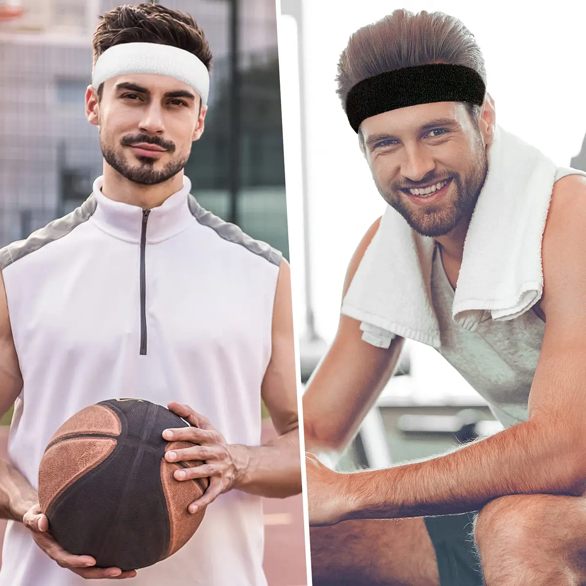 BEACE Sweatbands Sports Headband for Men & Women | Moisture Wicking Cotton Terry Cloth Headband (6PCS) - view 7