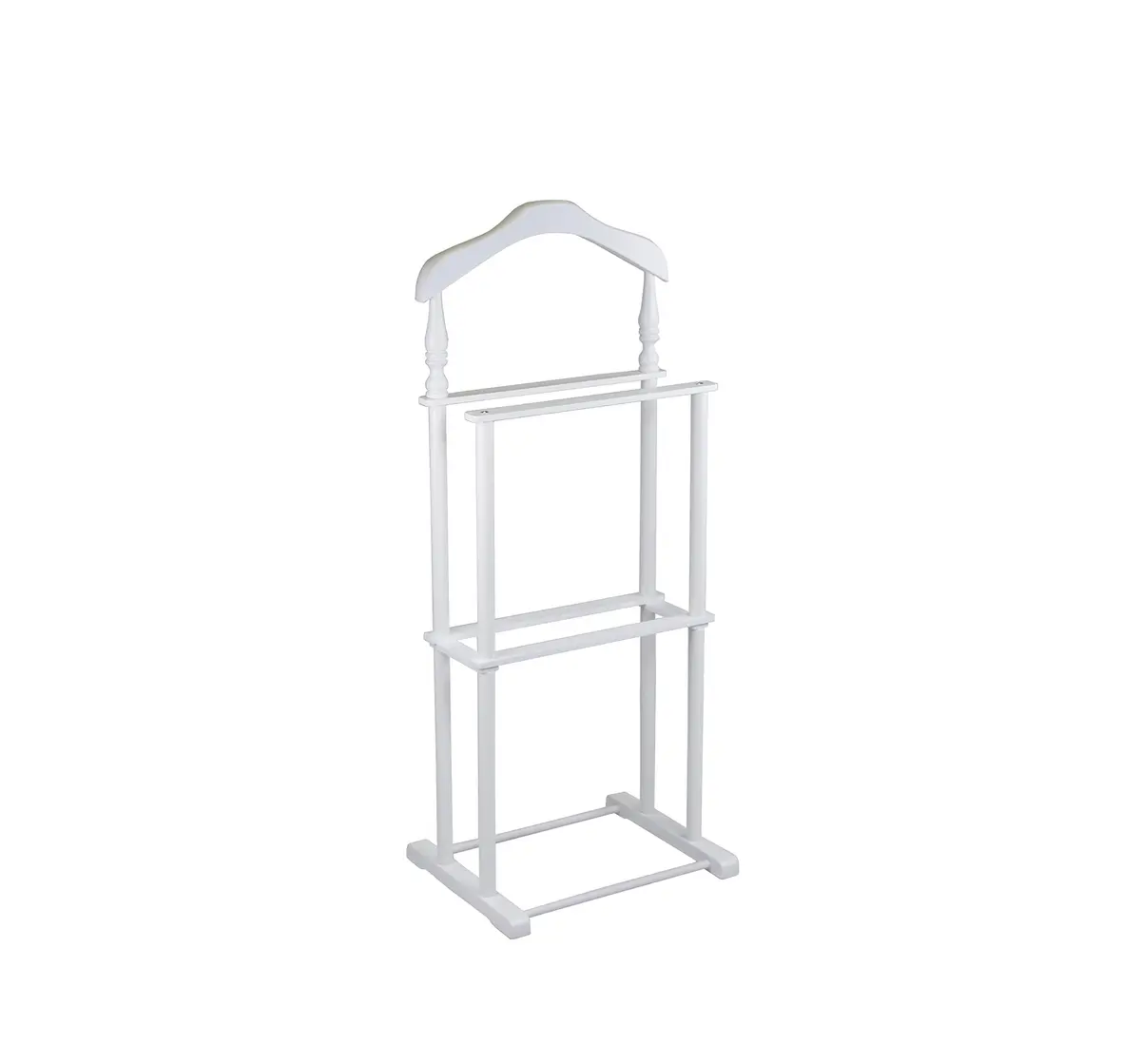 Proman Products Sakura Twin Valet with Wooden Hanger, Trouser Bar & Tie Bar, White | Stylish & Sturdy Clothes Organizer - main product image