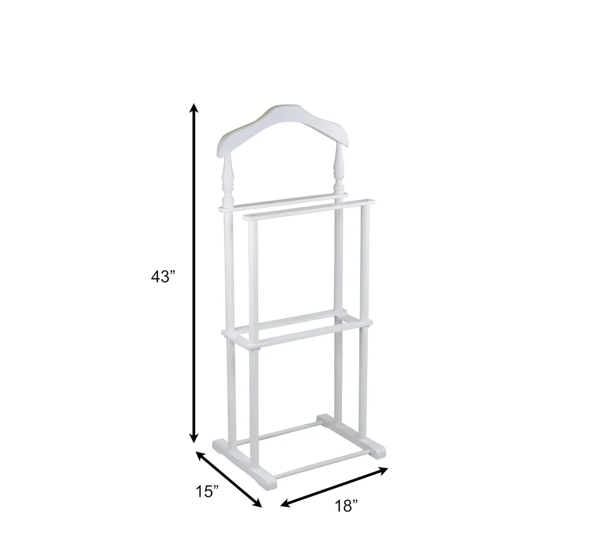 Proman Products Sakura Twin Valet with Wooden Hanger, Trouser Bar & Tie Bar, White | Stylish & Sturdy Clothes Organizer - view 7