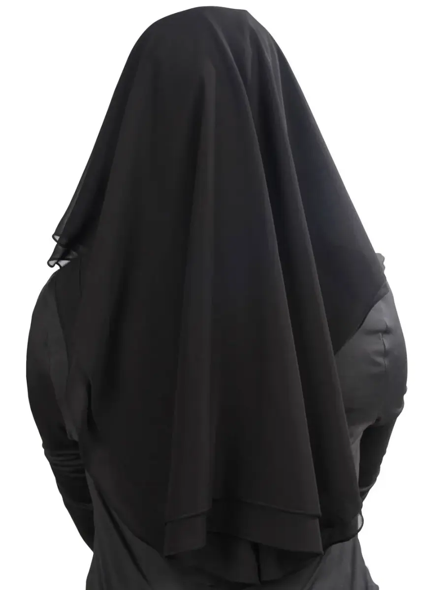 MyBatua 3 Layers Saudi Niqab Black Georgette 78x66 cm (31x26 inches) | Breathable Face Veil - view 4