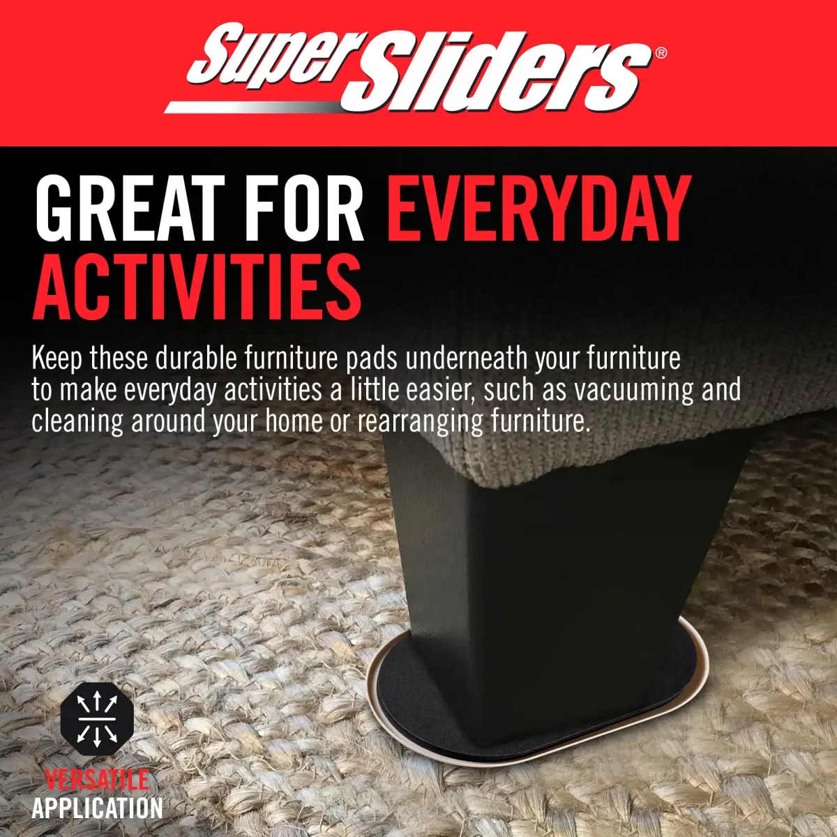 Super Sliders 3-1/2" x 6" Oval Carpet Furniture Sliders (Set of 8, Beige) | Move Heavy Furniture Easily on Carpet - view 6