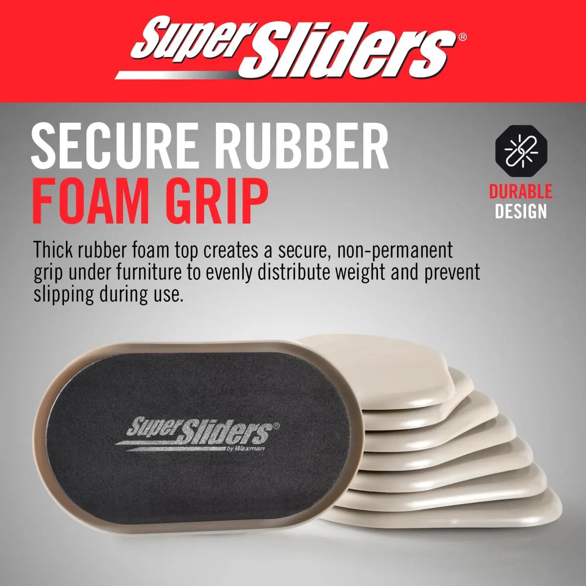 Super Sliders 3-1/2" x 6" Oval Carpet Furniture Sliders (Set of 8, Beige) | Move Heavy Furniture Easily on Carpet - view 4