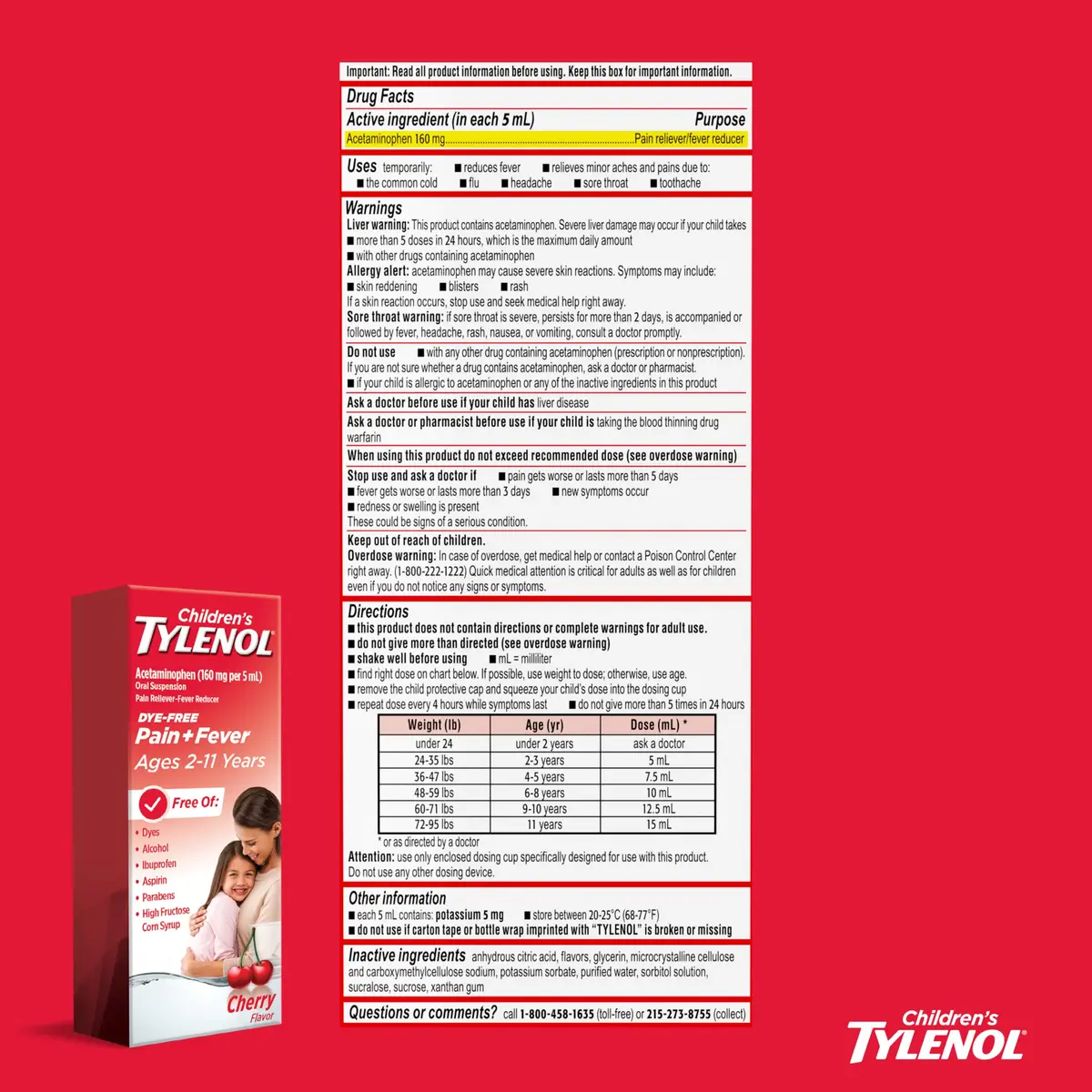 Tylenol Children's Dye-Free Oral Suspension 4 fl. Oz | Gentle, Fast Fever & Pain Relief for Kids 2-11 - view 8