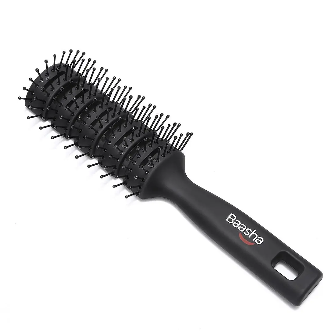 Baasha Vented Hair Brush with Ball-Tipped Bristles for Blow Drying & Detangling, Black | 21.4 cm (8.43 inches) - main product image