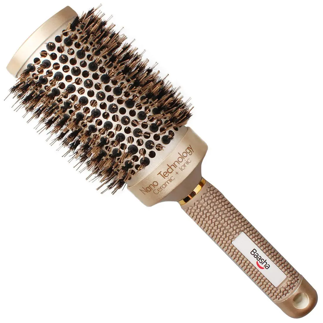 Baasha 3 Inch Round Hair Brush with Boar Bristle & Vented Ceramic Barrel | Salon Quality Styling for Long & Curly Hair - main product image