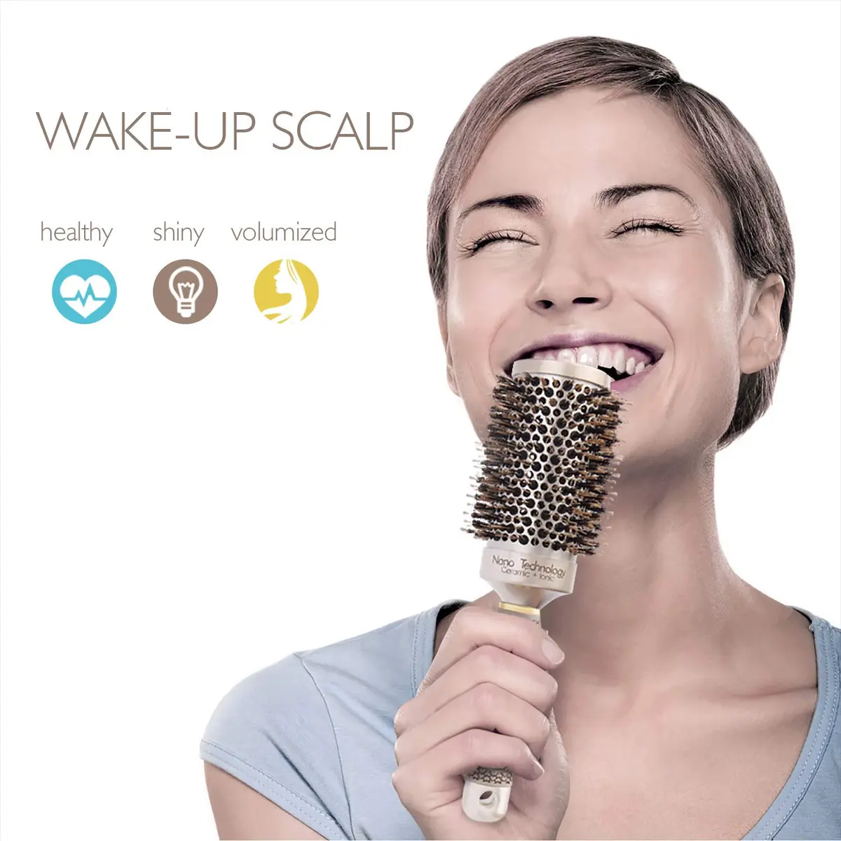 Baasha 3 Inch Round Hair Brush with Boar Bristle & Vented Ceramic Barrel | Salon Quality Styling for Long & Curly Hair - view 8