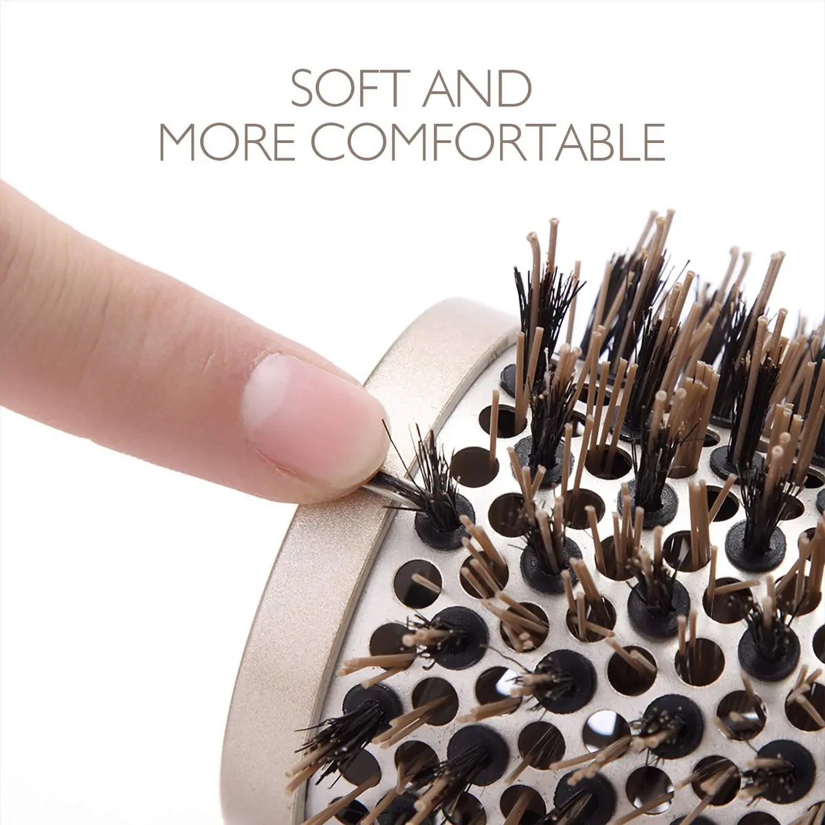 Baasha 3 Inch Round Hair Brush with Boar Bristle & Vented Ceramic Barrel | Salon Quality Styling for Long & Curly Hair - view 2