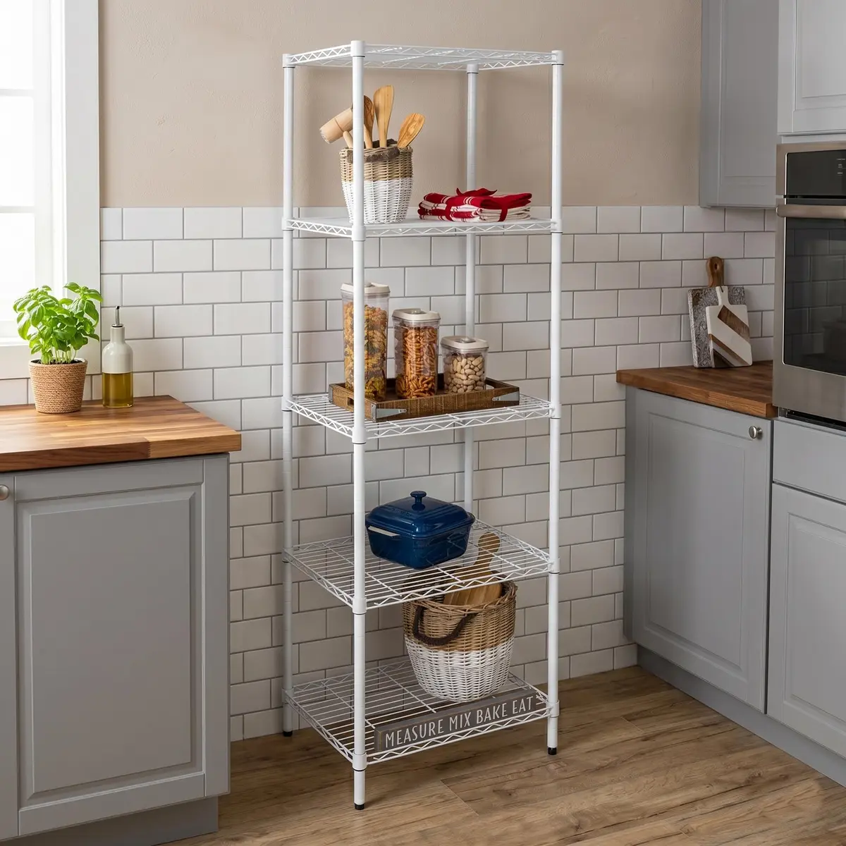 Honey-Can-Do 5-Tier Heavy Duty Adjustable Shelving Unit, 250-lb Per Shelf, NSF Certified, White Wire Shelf for Laundry Kitchen Pantry, 24 x 18 x 72 in - view 2