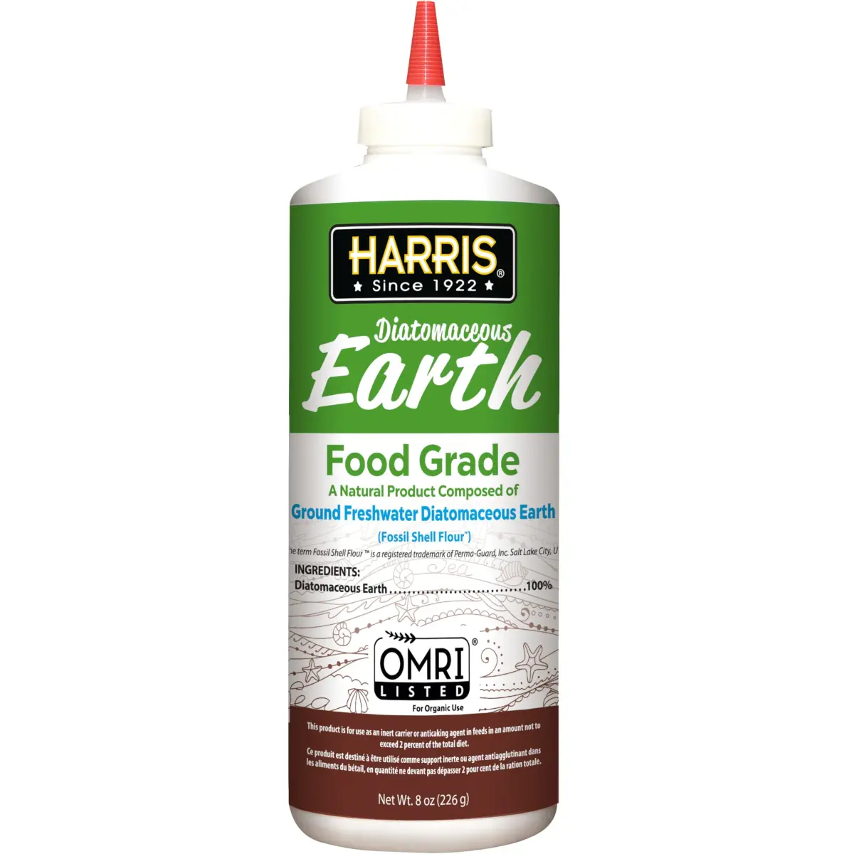 HARRIS Food Grade Diatomaceous Earth Powder 237ml (8oz) | OMRI Listed for Organic Use - main product image