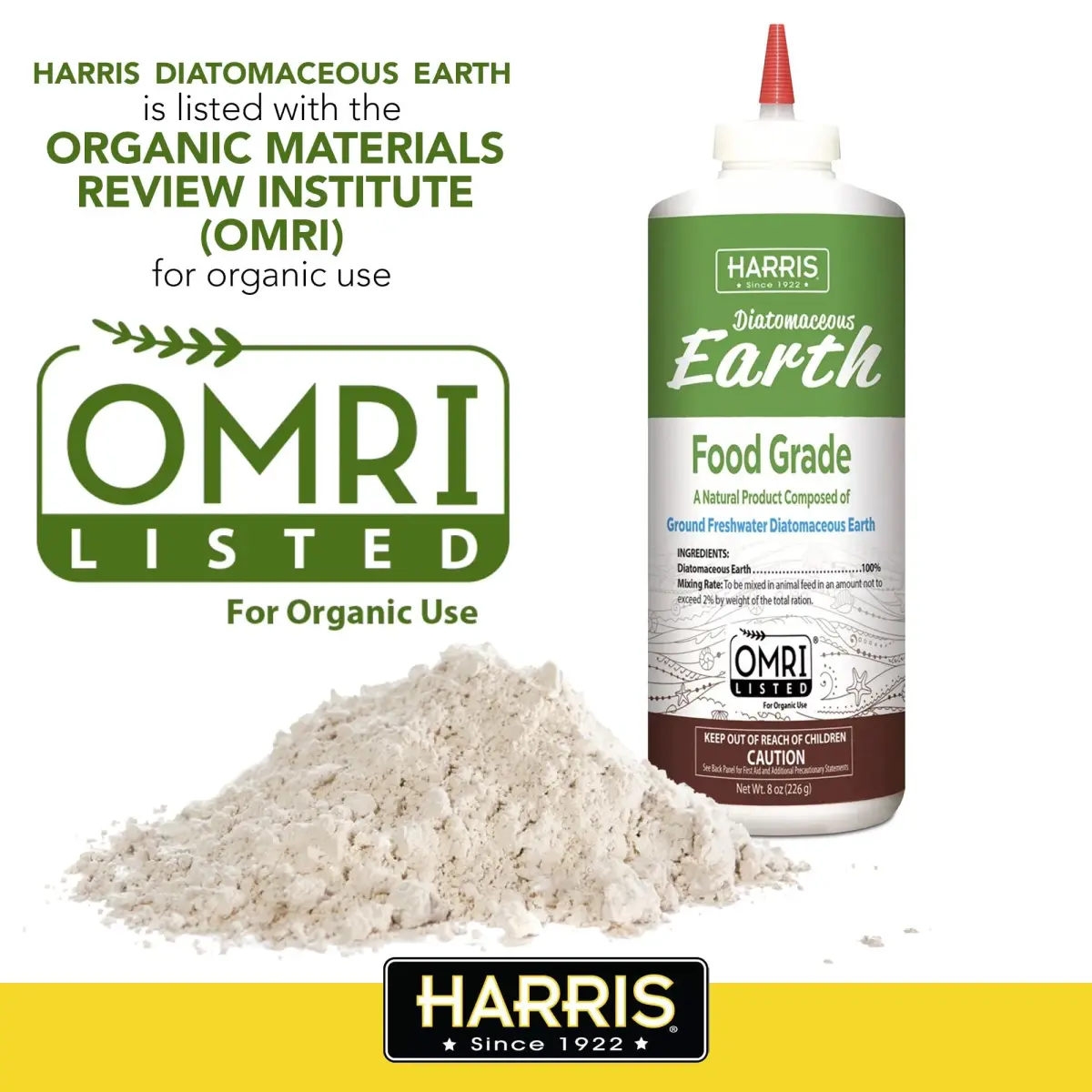 HARRIS Food Grade Diatomaceous Earth Powder 237ml (8oz) | OMRI Listed for Organic Use - view 3